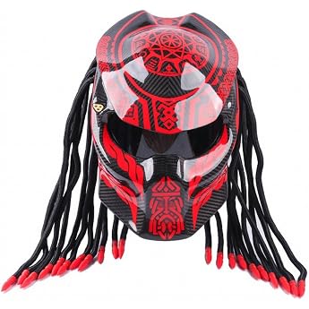 GUO Motorcycle Personality Helmet Predator Warrior Carbon Fiber Helmet, A, M