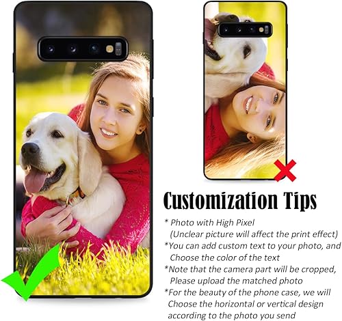 Miniatura 3 de Funda personalizada para Samsung Galaxy S10 con nombre de texto y foto - Funda delgada suave personalizada S 10 (negro)