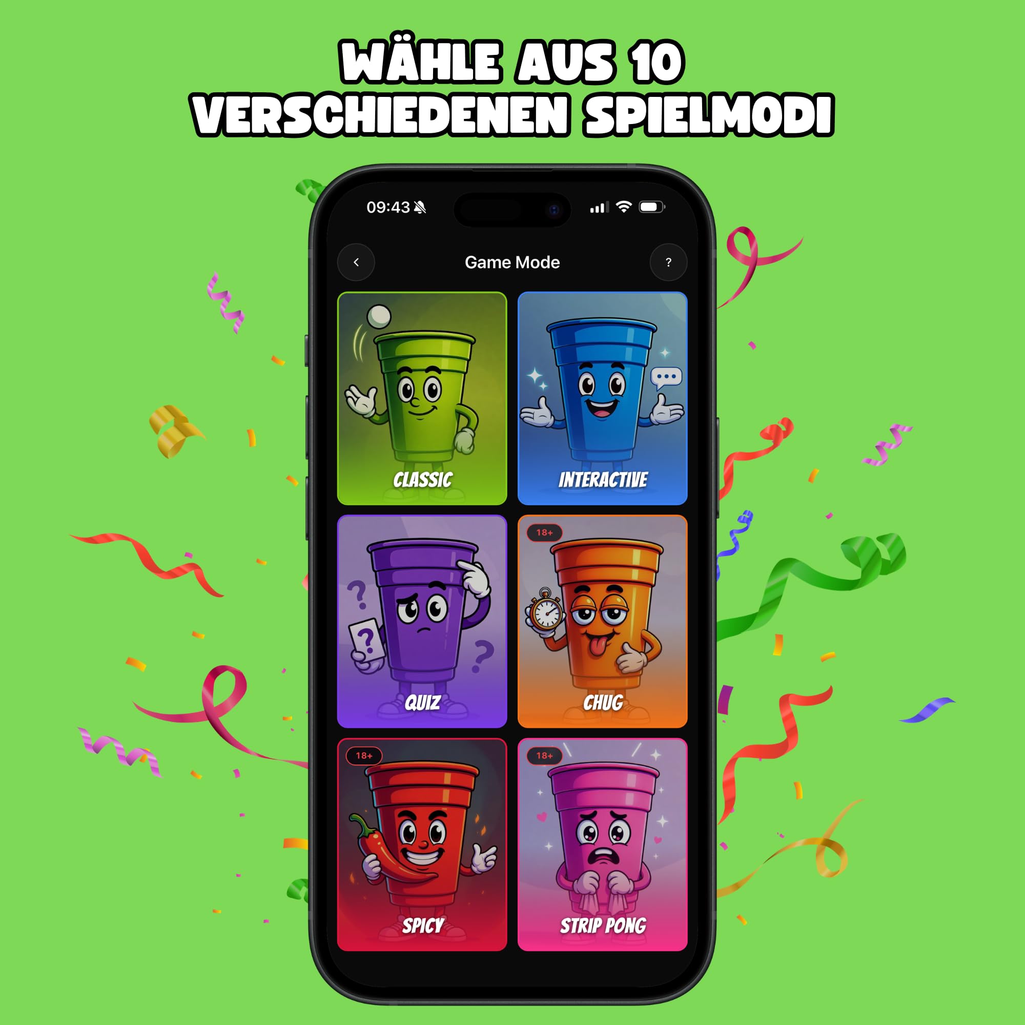 Set – Bierpong Becher Set mit 22 Bechern & 4 Bällen, Trinkspiel für Erwachsene, App mit 3.000+ Aufgaben, Beerpongbecher Hartplastik, Made in Germany, Partyspiel ab 18