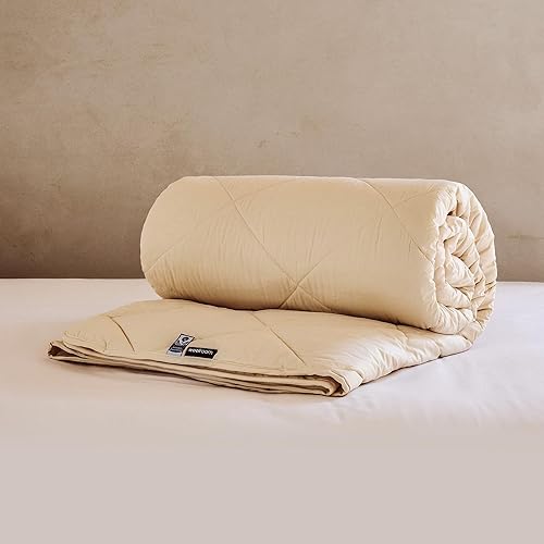 WOOLROOM Deluxe Machine Washable Comforter, British Wool Lightweight Comforter Queen Size - 100% Natural Hypoallergenic Cooling for Summer Months/Hot Sleepers Duvet Insert, Down Alternative Bedding