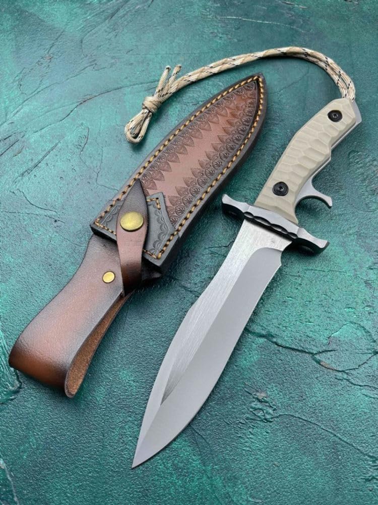 Generisch TEERMA ES8 Integriertes geschmiedetes gerades Messer im Freien mit fester Klinge, Überlebensmesser, Jagdmesser
