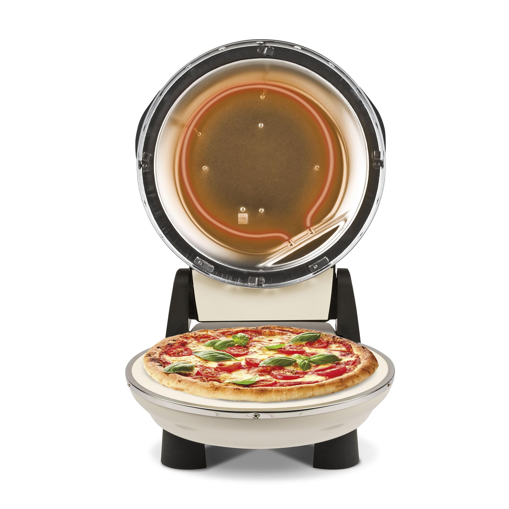 G3Ferrari G1003217 Napoletana Icy Cream Four à pizza électrique, jusqu'à 400 °C, avec pierre à pizza, avec 2 pierres/pizzas et plats, etc. en 3 minutes, convient également pour table et jardin