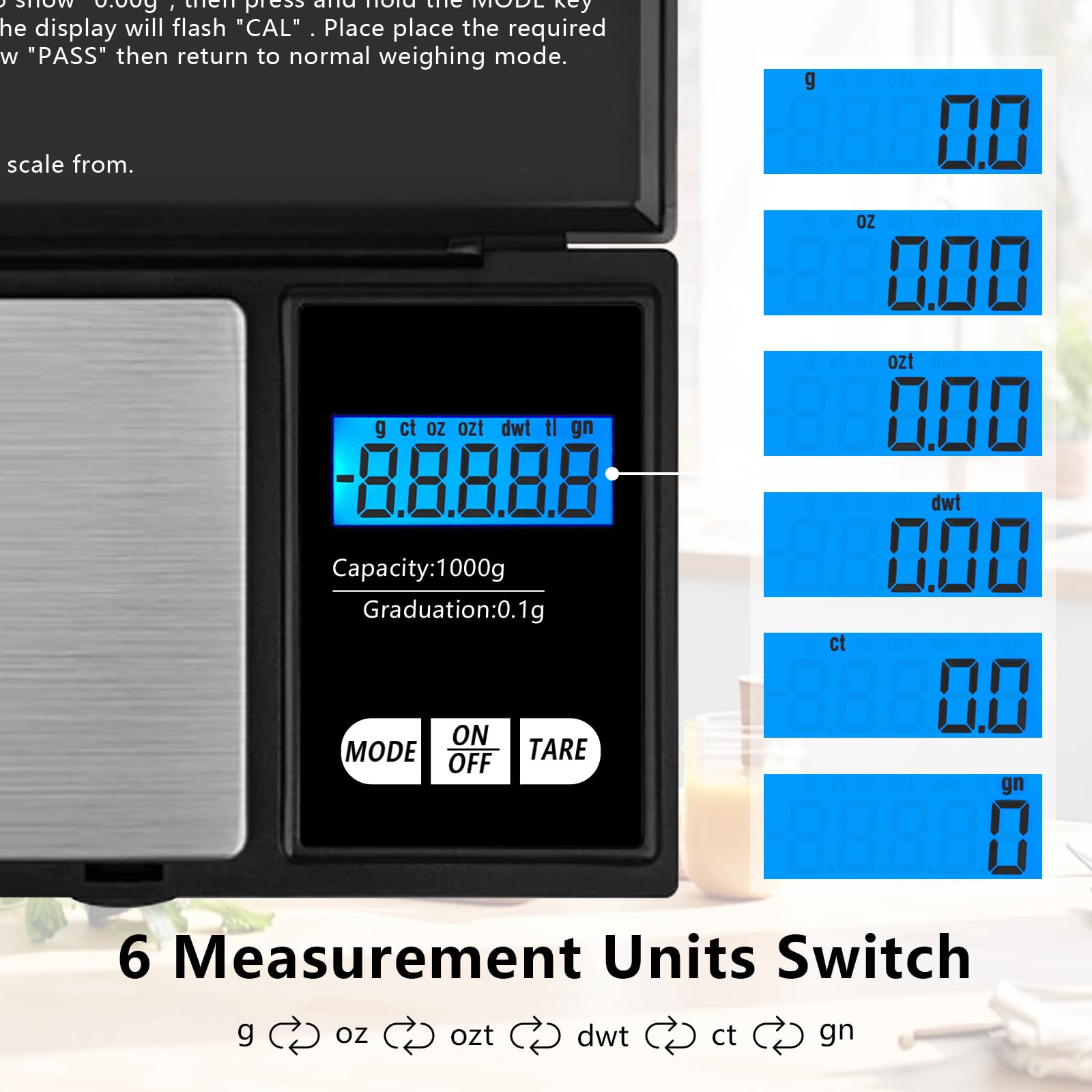 Qicyfeus Digital Small Scale 1000g/0.1g Accuracy Gram and Ounces Scale for Jewelry, Powder, Coin, Food Kitchen Pocket Scale with Tare, Backlight Display, Auto Shutoff