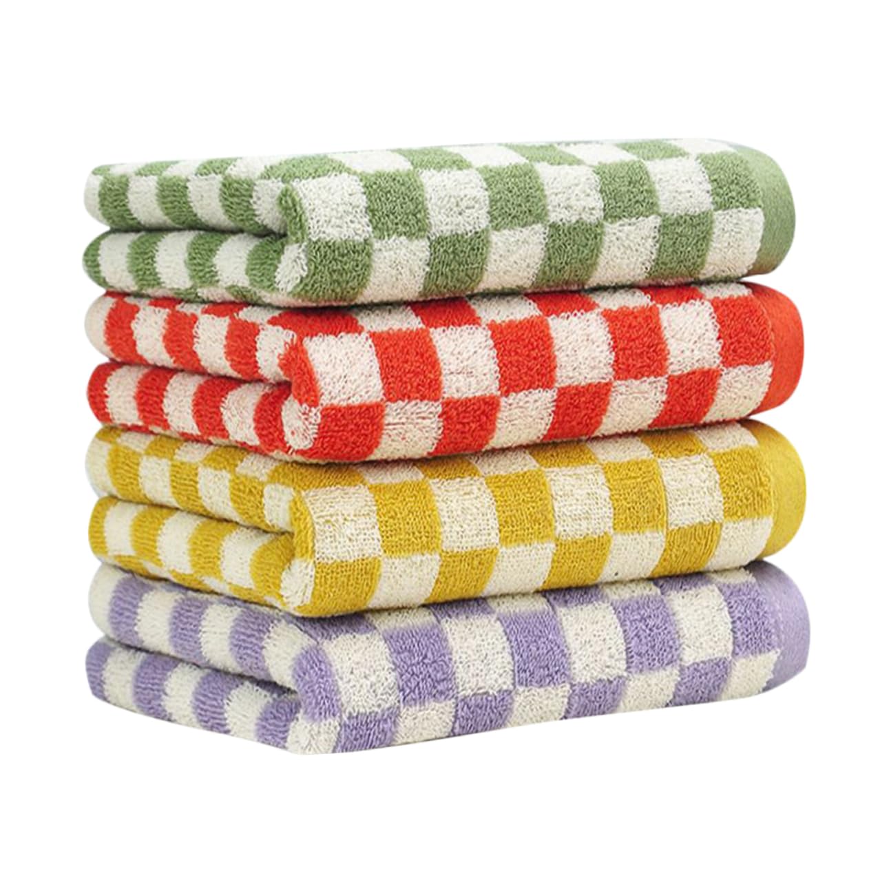 Débarbouillettes polaire corail pour mains et visage en lot de 4 pièces salle de bain