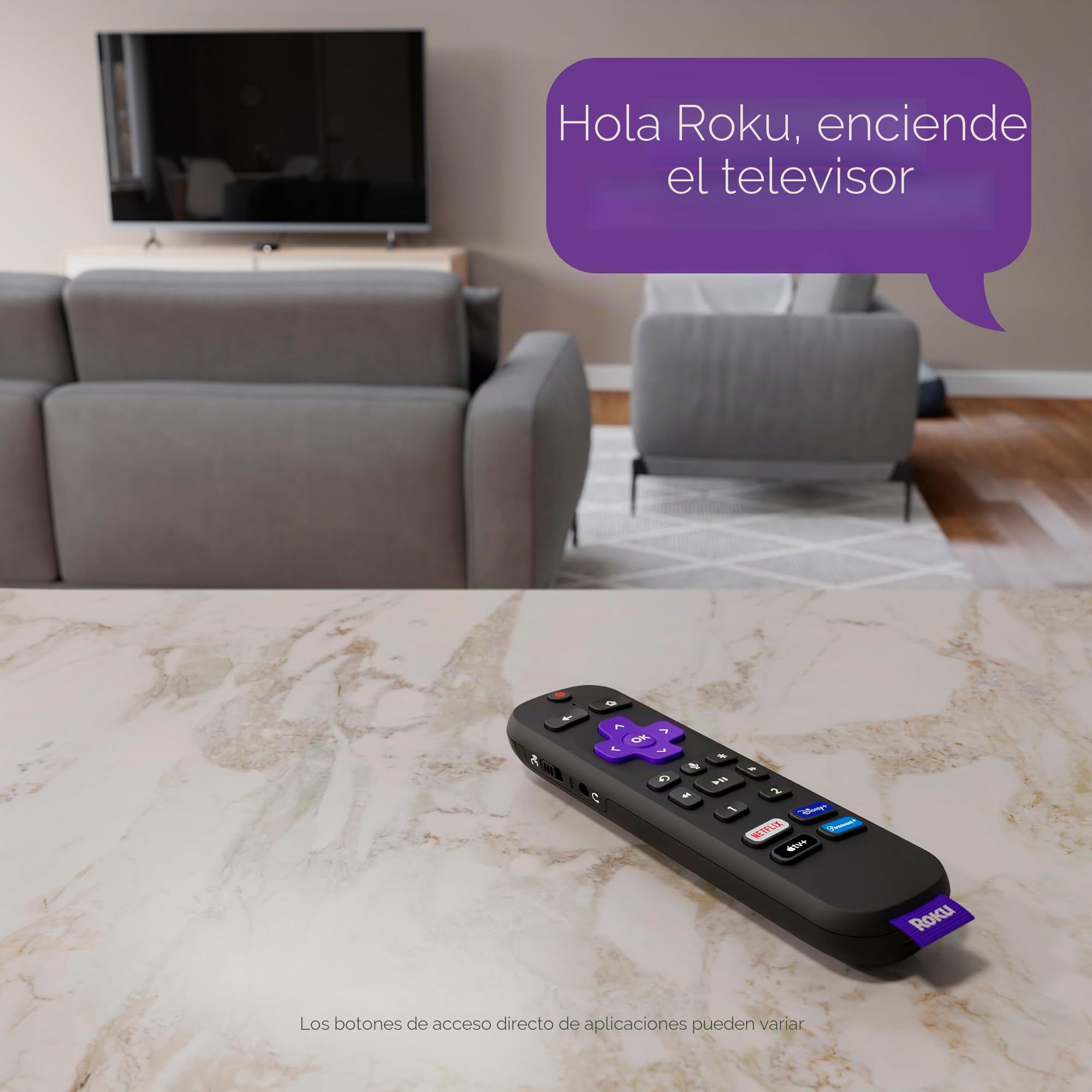 Roku Mando a distancia por voz profesional (1ª edición) | Mando a distancia recargable para TV con controles de voz manos libres, modo de auriculares y buscador remoto perdido - Mando a distancia de