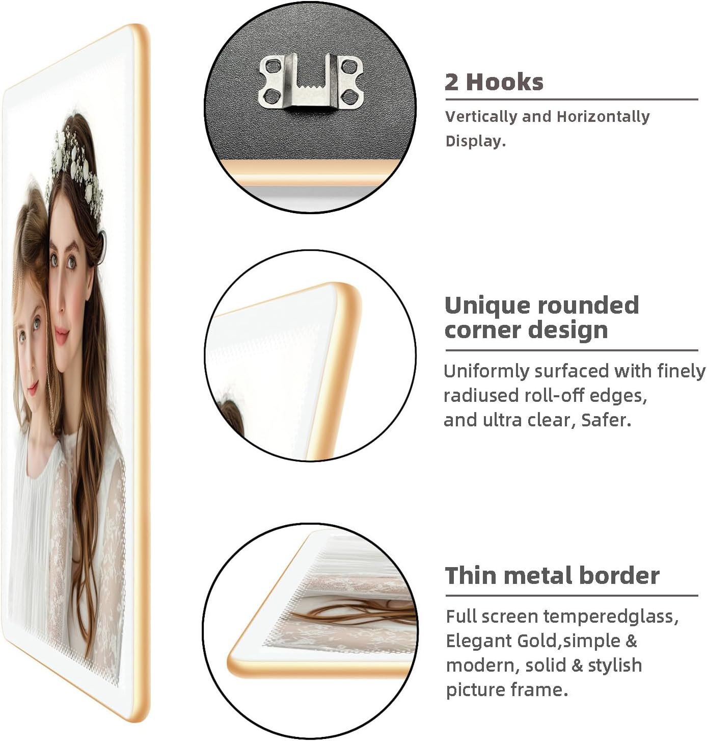 Bluesun Picture Frames 12x16 for Wall Hanging - White Frame Great for Vertical and Horizontal, 16x12 Poster Frame Gifts for Women Friends Mom Sisters Dad Men (12x16, Gold)