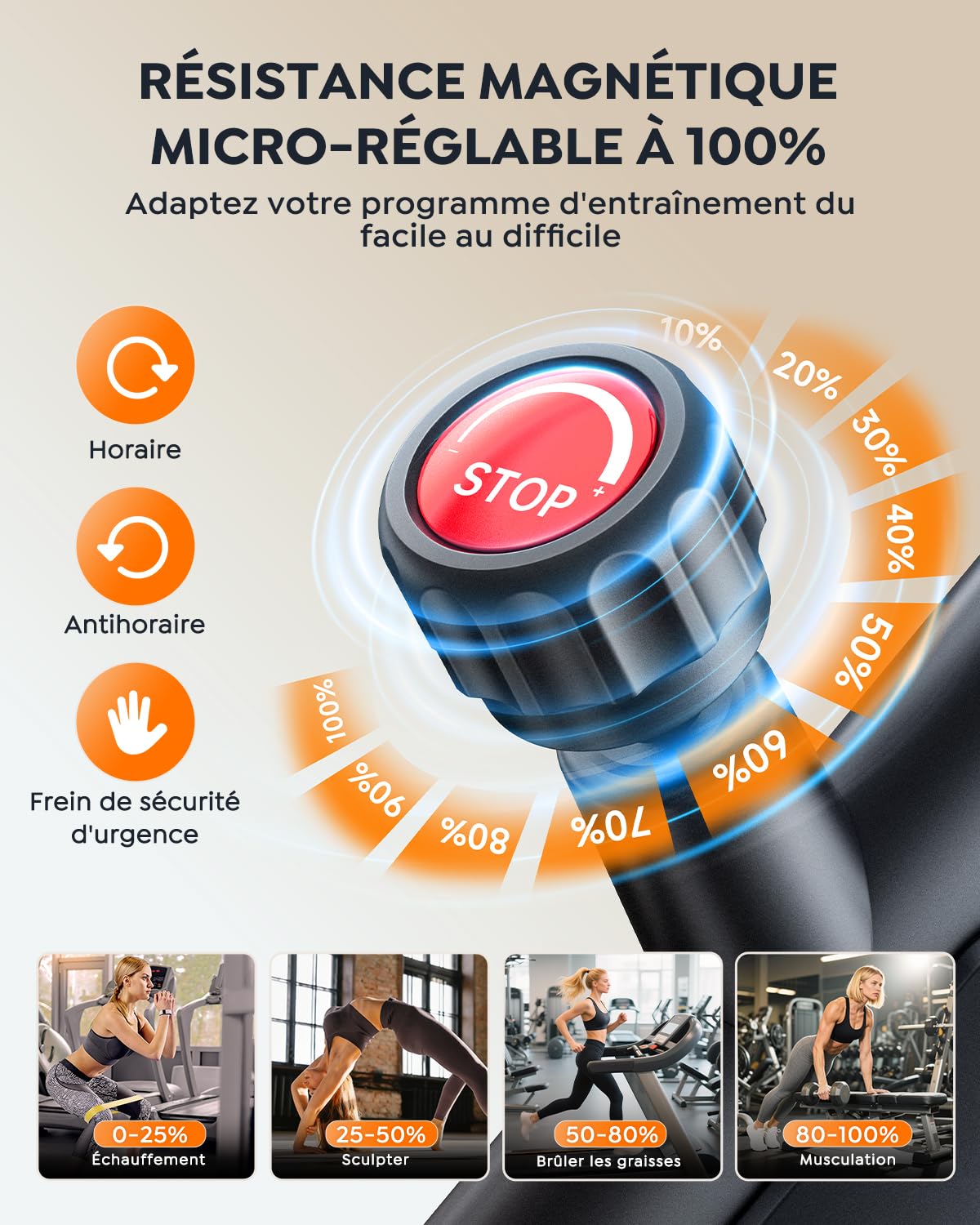 Vélo d'Appartement Connecté APP Ultra-Silencieux, Résistance Magnétique, Volant d'Inertie 15 KG, Capacité 160KG, Écran LCD Fréquence Cardiaque