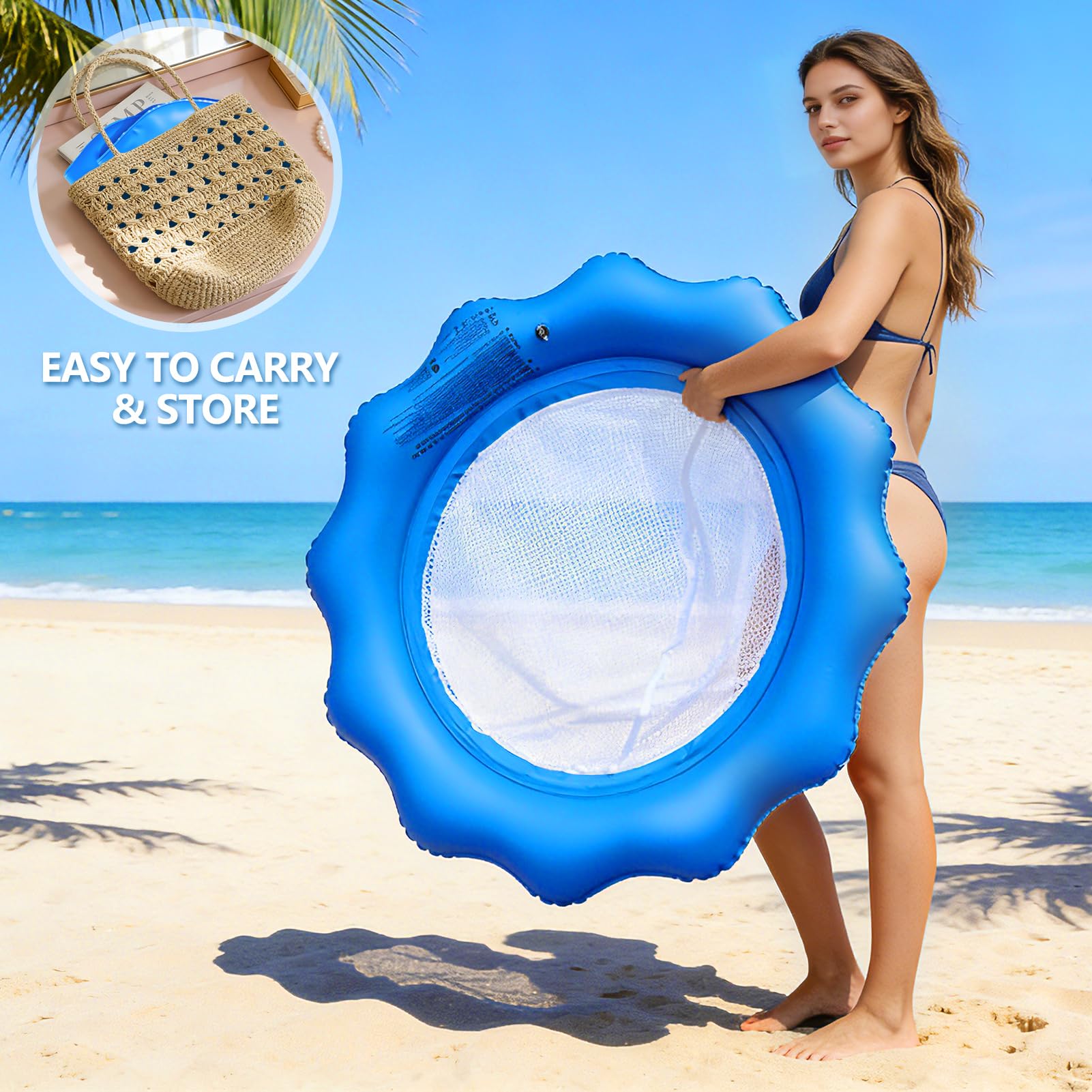 Flotteurs de piscine gonflables pour adultes, flottants de piscine robustes pour adultes avec gonflage rapide, confortable pour piscine, transat, hamac flottant pour plage, lac, fête aquatique