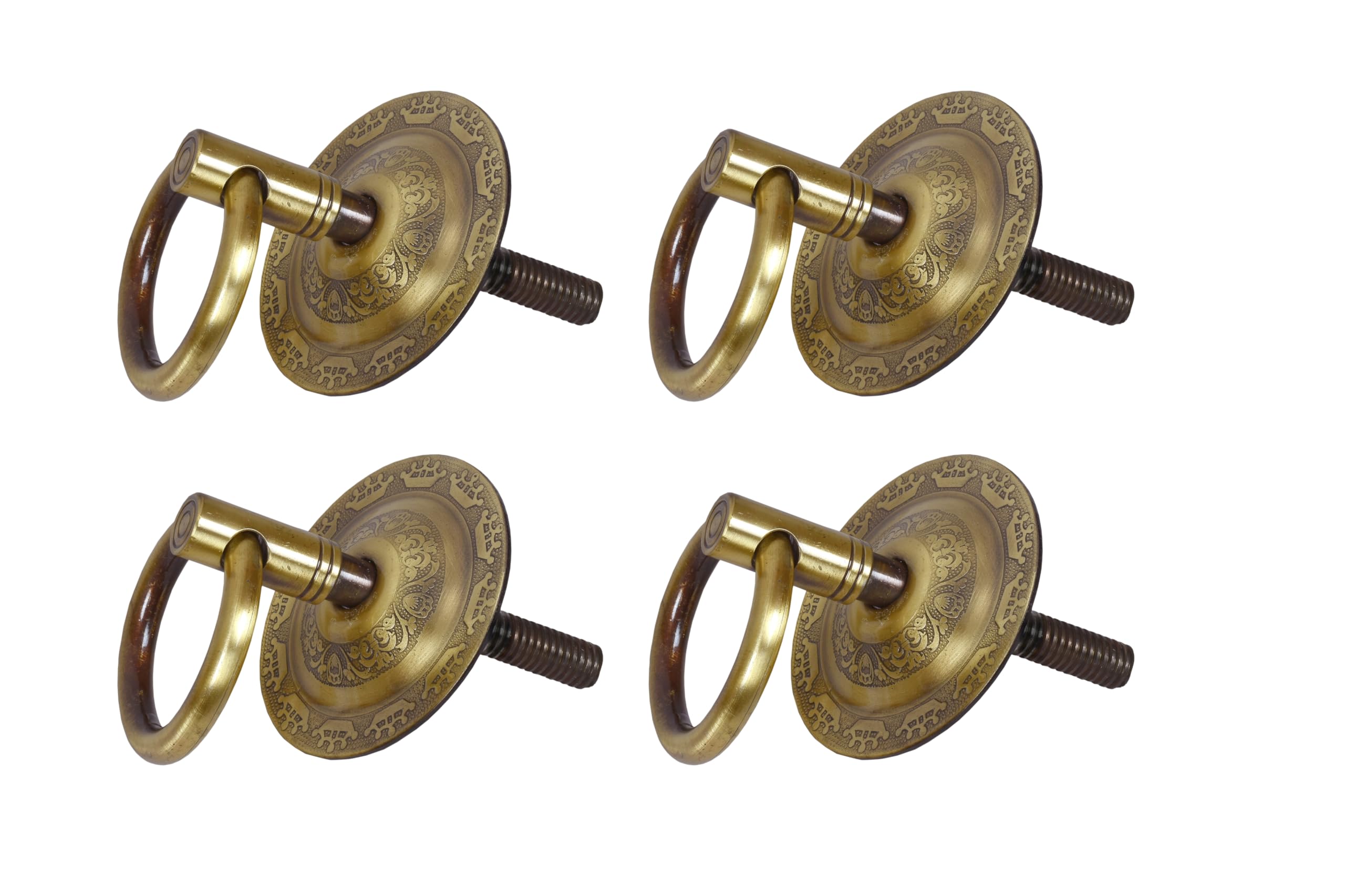 TRENDY CREATION HUB Antique Golden Brass Finish 3 Seater Wooden Zula for Home Hook and Swing Bottom Kada Heavy Duty Hooks for Hanging Capacity 450 kg Pack of 4-image-22