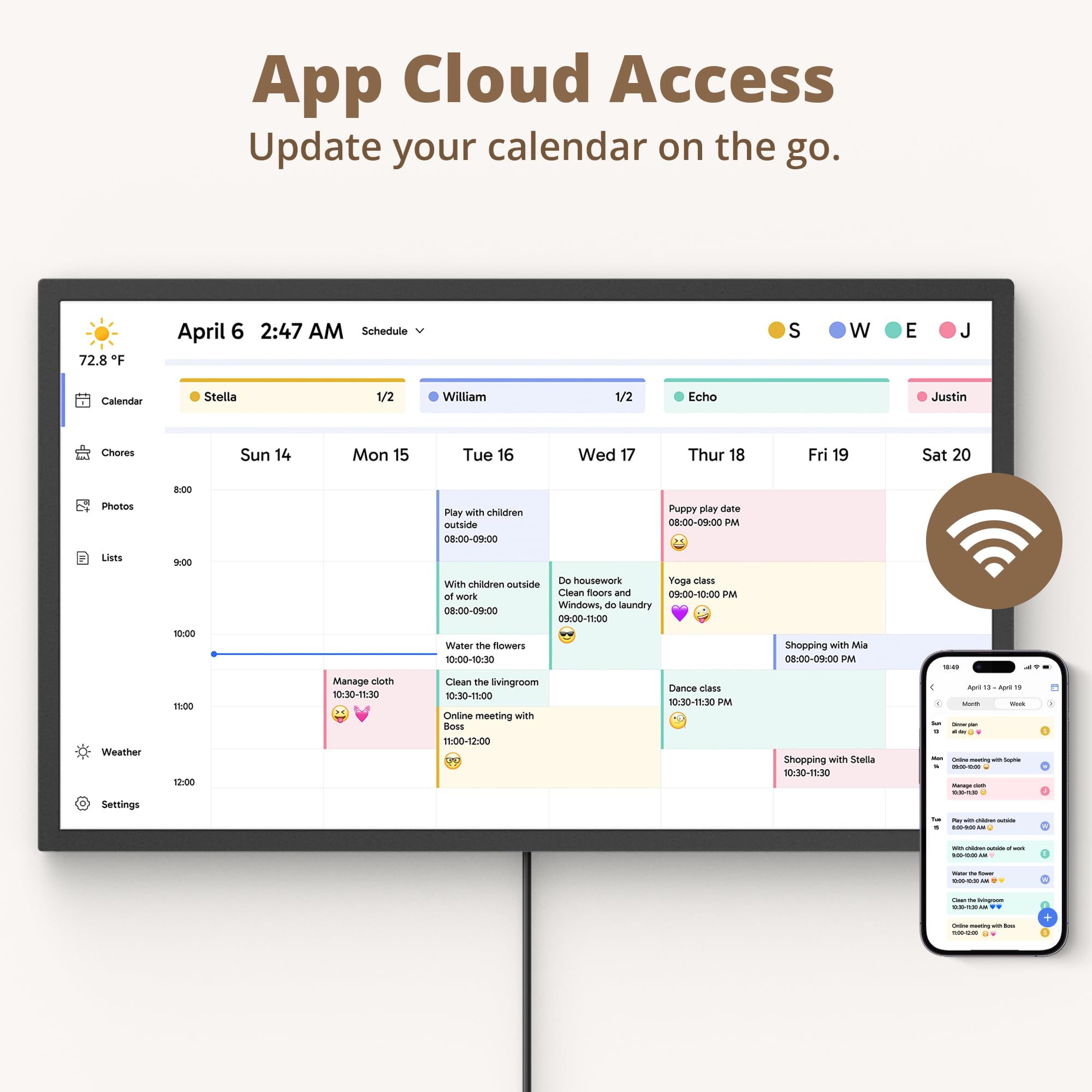 Dragon Touch Calendario, calendario digital de pared de 32 pulgadas, planificador familiar de pared, pantalla táctil interactiva Full HD 1080P, gráfico inteligente de tareas y organización del hogar