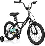 COSTWAY 12/14/16/18 Vélo enfant de pouce, garçons & Filles Vélo d'entraînement avec roues d'entrainement amovibles, Pneumatiques, Poignée réglable & Siège, Double système de freinage, Enfants tout-petit vélo pour 3-8 ans