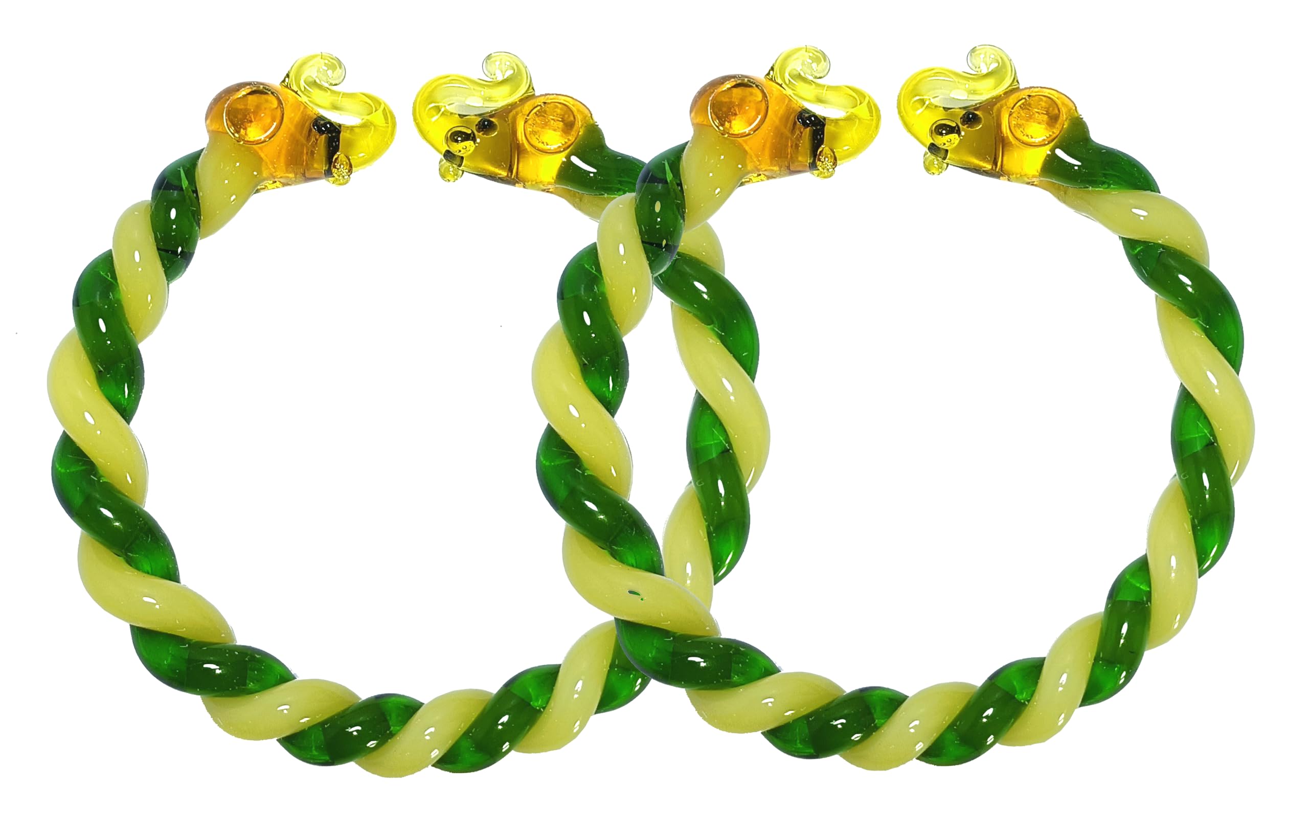 HALLO Lamp Twist Lahariya Elephant Head Glass Bangle Glossy Finished Bangle For Women and Girls Fashionable Designer Multicolor (Green Color) (B0D5WHC45P) Amazon Price History, Amazon Price Tracker