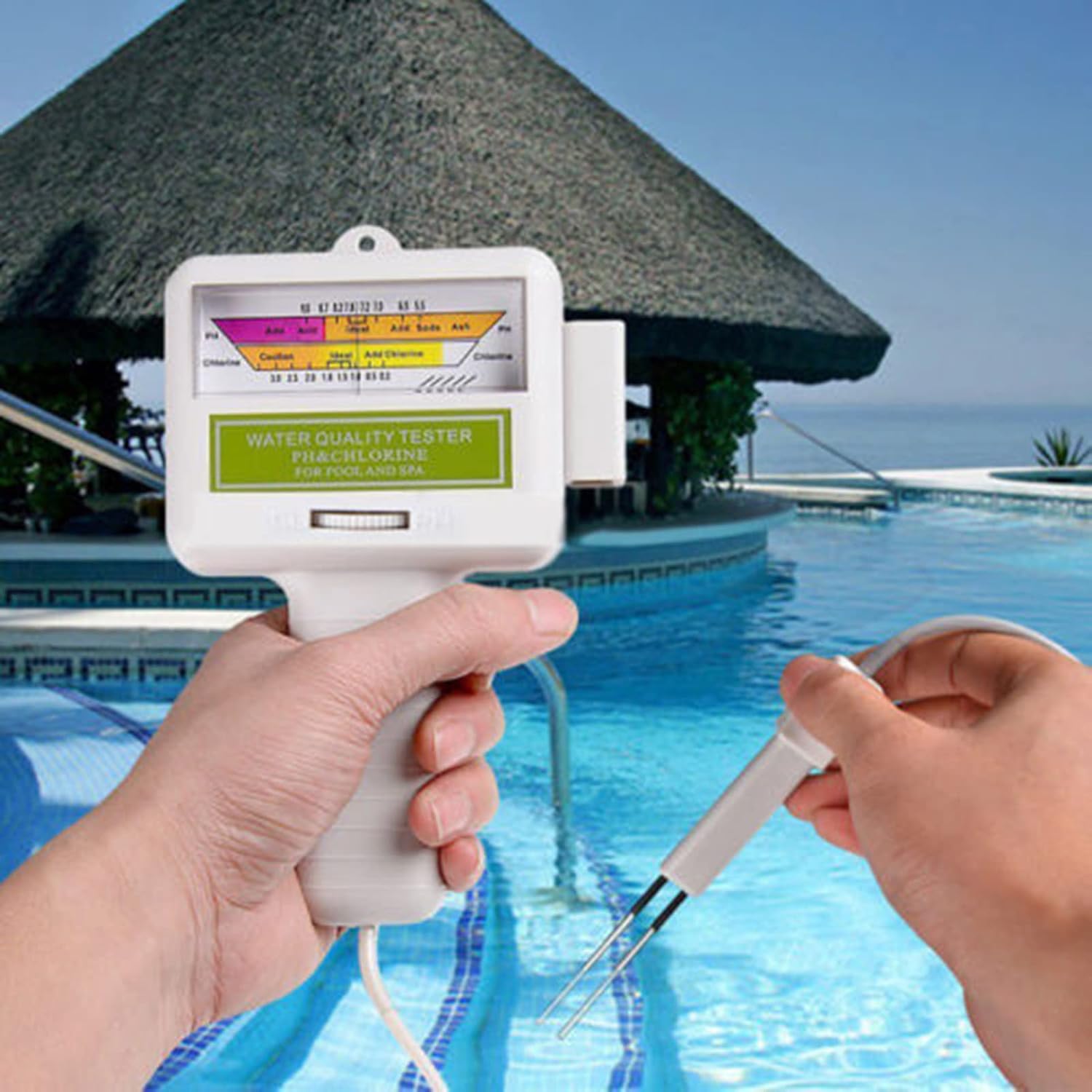 Water Quality Tester, ABS, Water Quality Tester Portable Digital Electronic PH Meter Monitor Analyzer for Swimming Pool