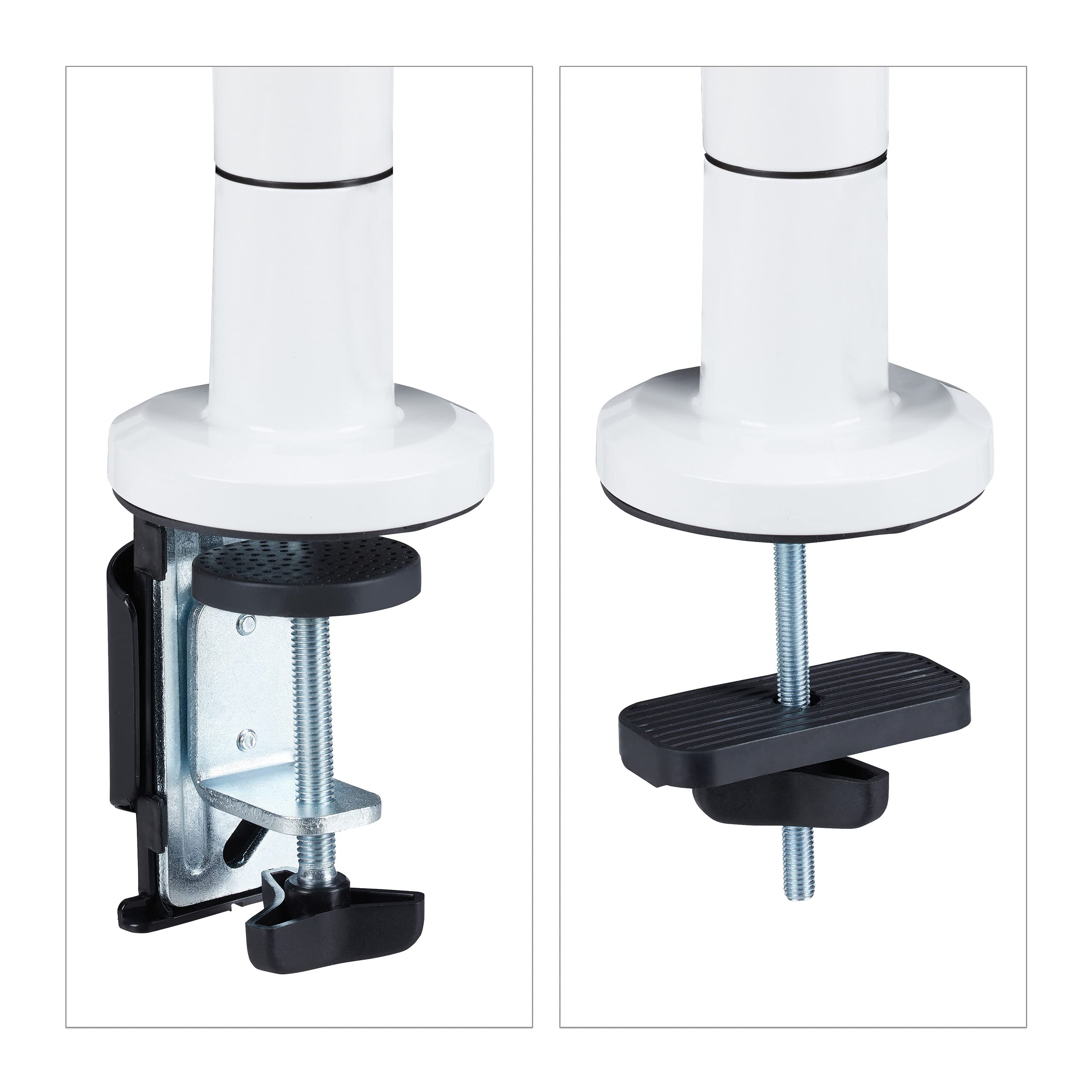 Relaxdays Supporto Monitor Singolo, 1 Braccio per Schermi da 17-36 Pollici, VESA 75/100, Flessibile, Inclinabile, Bianco, Acciaio, 1 pz