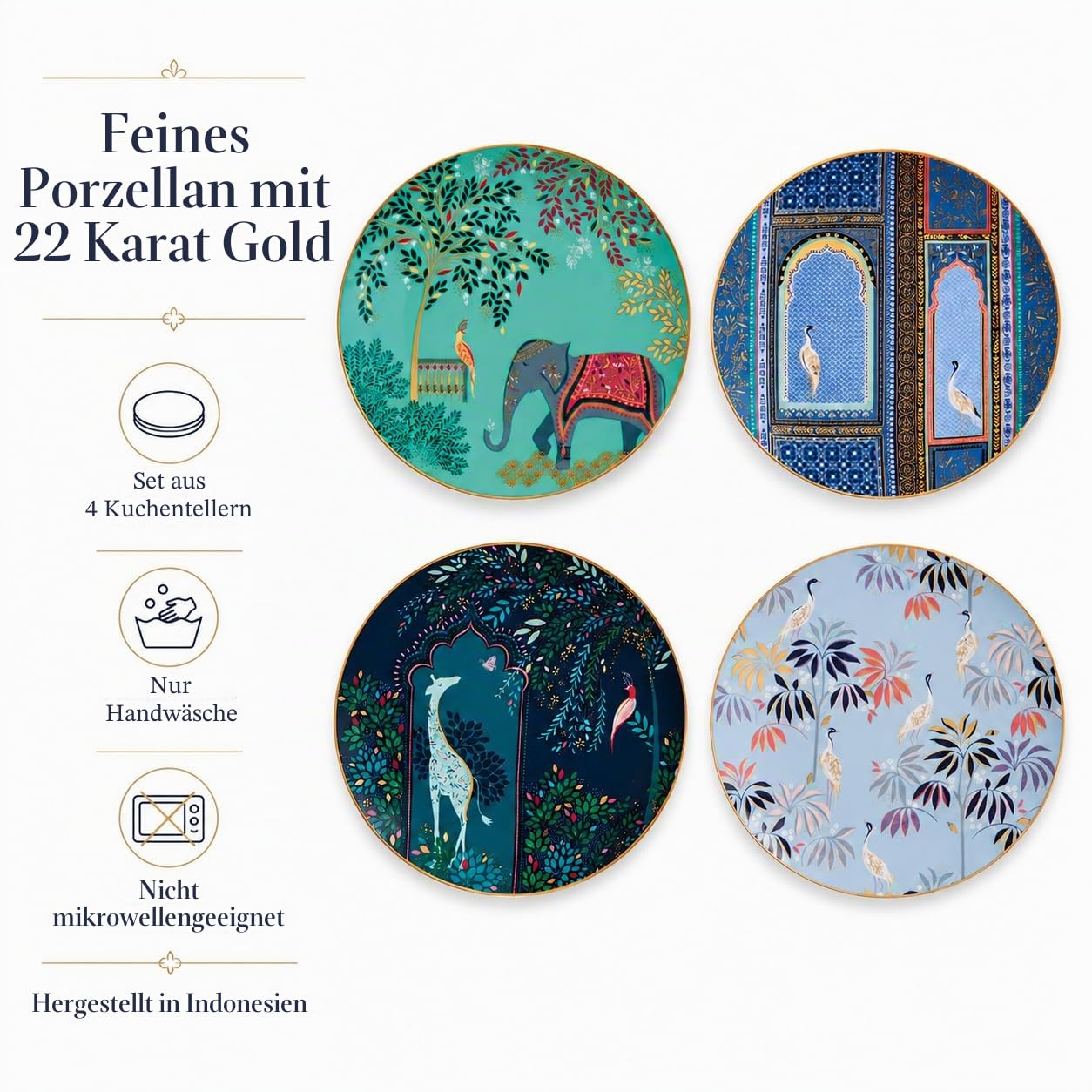 Portmeirion Home & Gifts Sara Miller SMI78964-XG Kuchenteller, mehrfarbig, 4 Stück