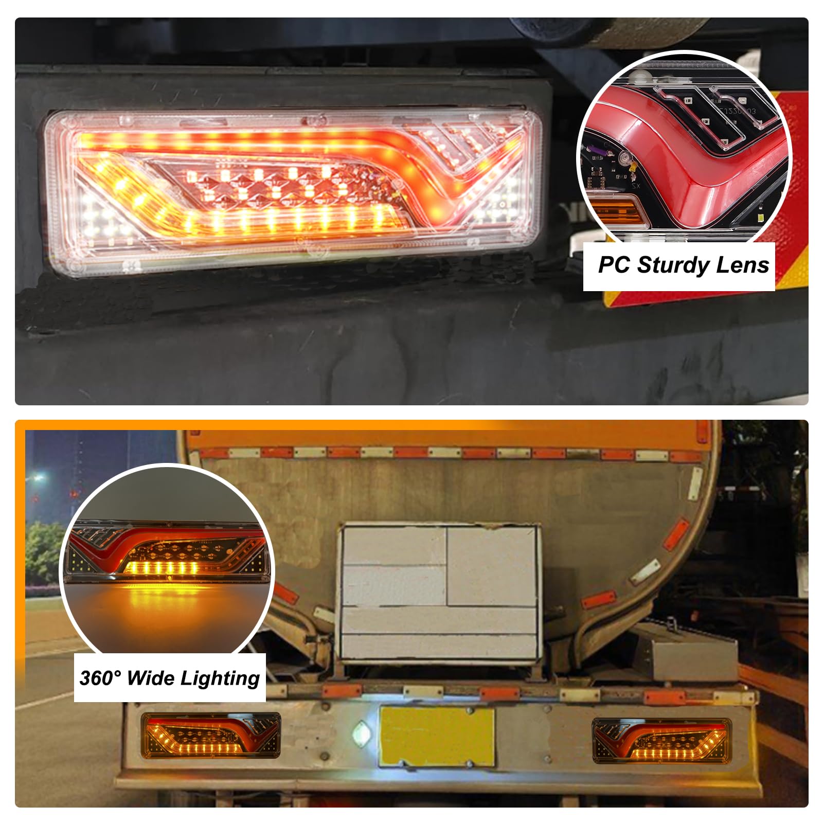 Feux Arrière LED Pour Remorque 24V - Multifonction, Super Lumineux, 46 LEDs (Stop, Clignotant, Recul) - Facile à Installer