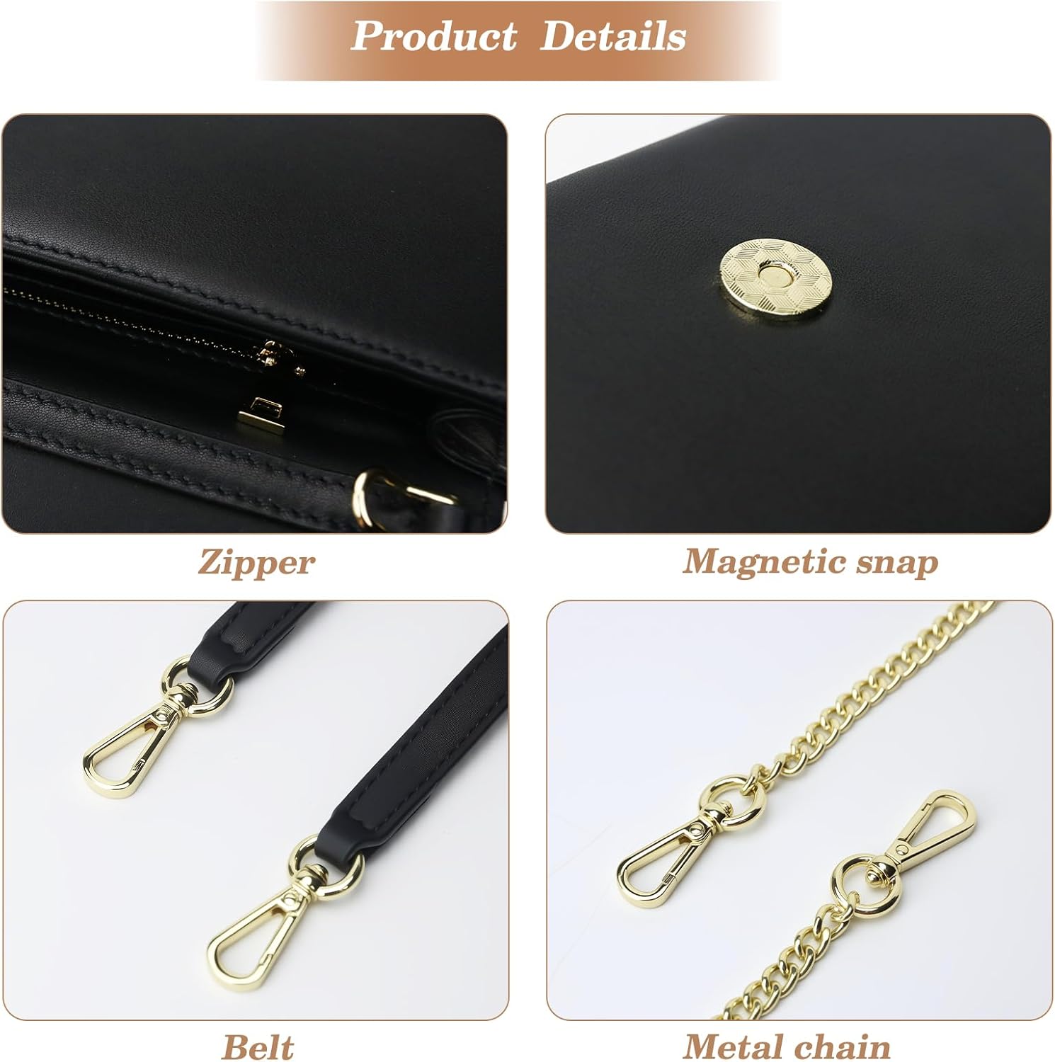 Women’s Evening Handbags Gold Clutch Purse – Luxury Black & Gold Embroidered Should Bag with Detachable Chain Strap, Formal Wedding Prom Party Clutch