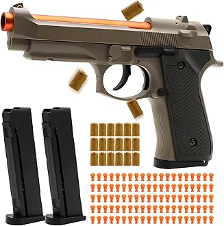 Sand Fidget Toy Gun, Automatic Shell Ejecting Toy Gun with 120 Soft Bullets, 18 Shells and 2 Magazines Toy Foam Blasters & Guns Fidget Toy, Christmas Birthday Gifts