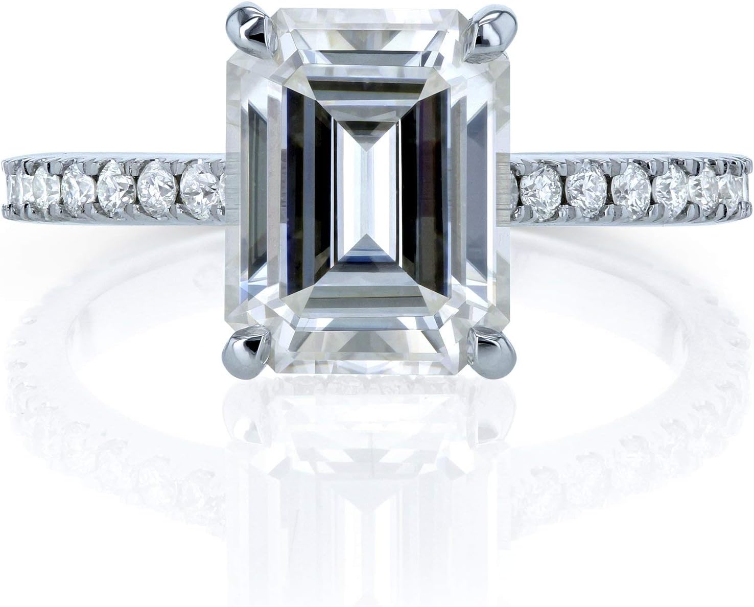 Kobelli Emerald-cut Moissanite Engagement Ring 2 7/8 CTW 14k White Gold