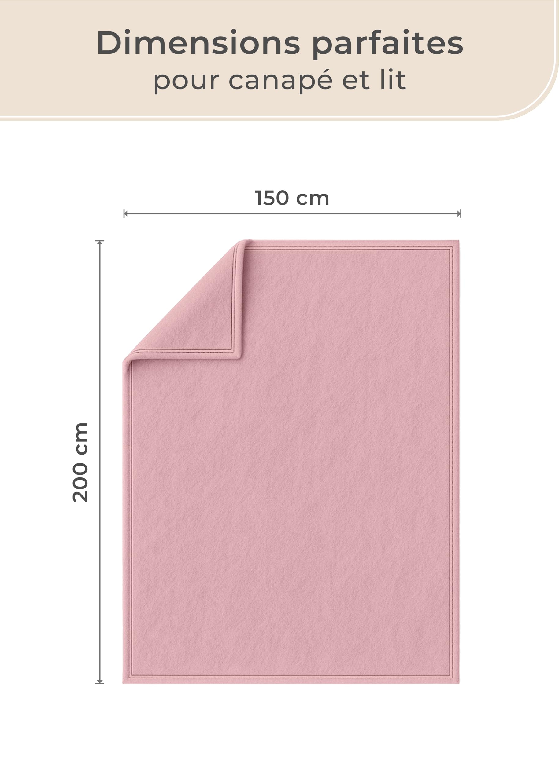 LAYNENBURG Couverture en Coton Haut de Gamme 150x200 cm – Öko-TEX 100 – Douce Couverture en Tissu mélangé Coton – Plaid pour canapé, Salon et Canapé (Vieux Rose)