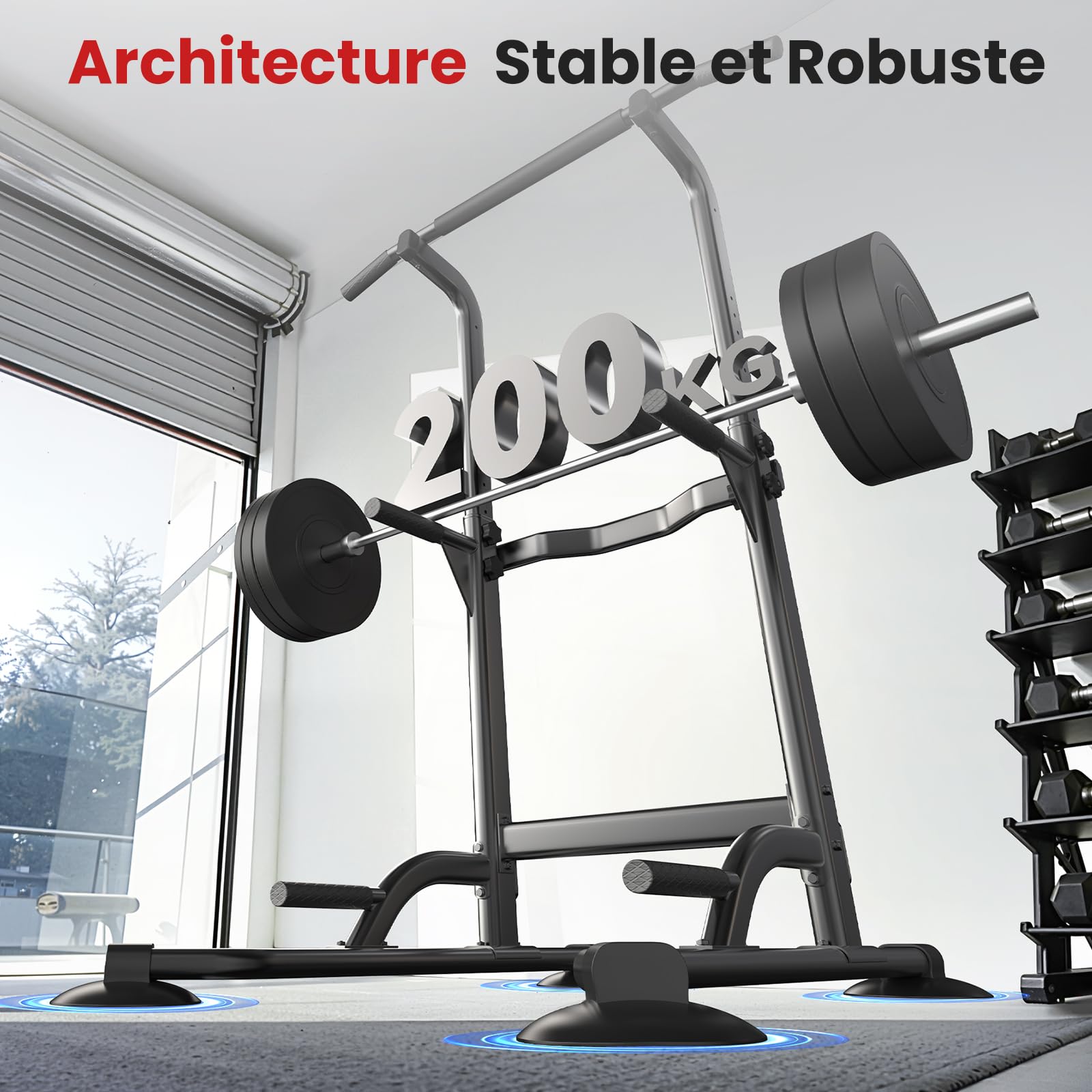 Dskeuzeew Power Tower Station de musculation multifonction avec barre de traction et chaise romaine Hauteur réglable