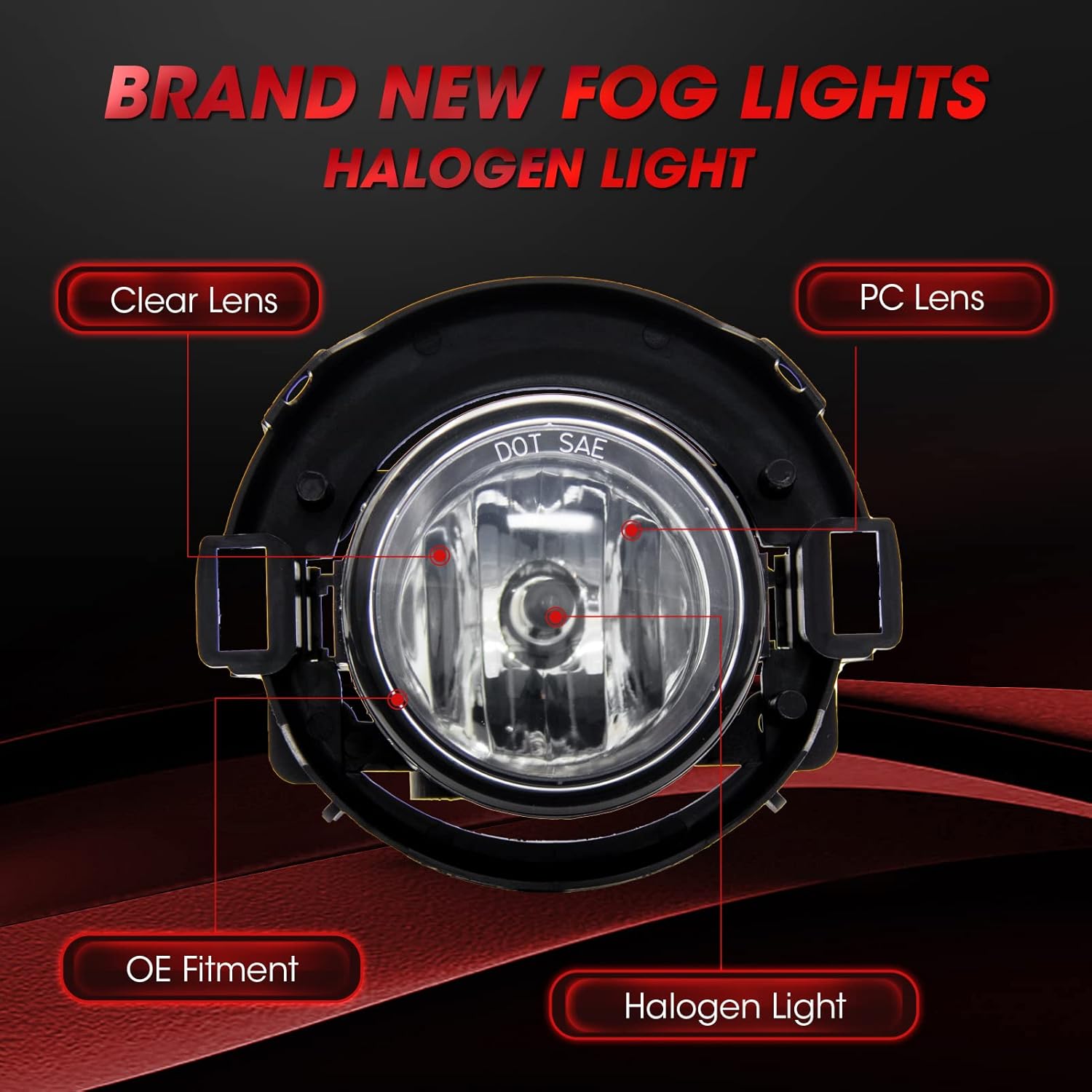 Fog Light Assembly Replacement For 2005-2015 Xterra / 2010-2017 Frontier With H11 12V 55W Halogen Bulbs(Clear Lens)