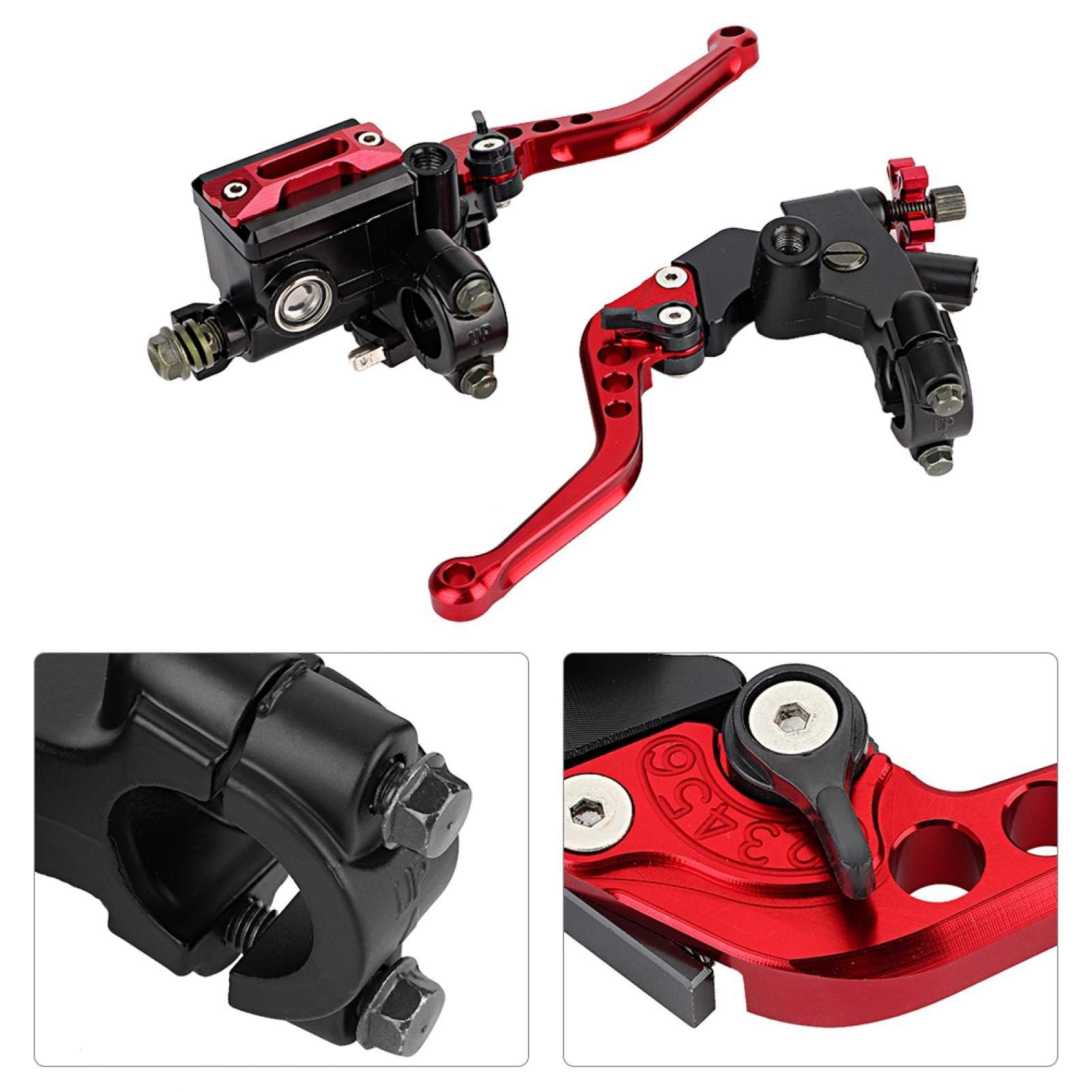 Fydun - Juego de palancas de cilindro maestro de embrague de freno de motocicleta universal de 7/8 "(22 mm), 1 par, cilindro maestro de palanca de freno de motocicleta (rojo)