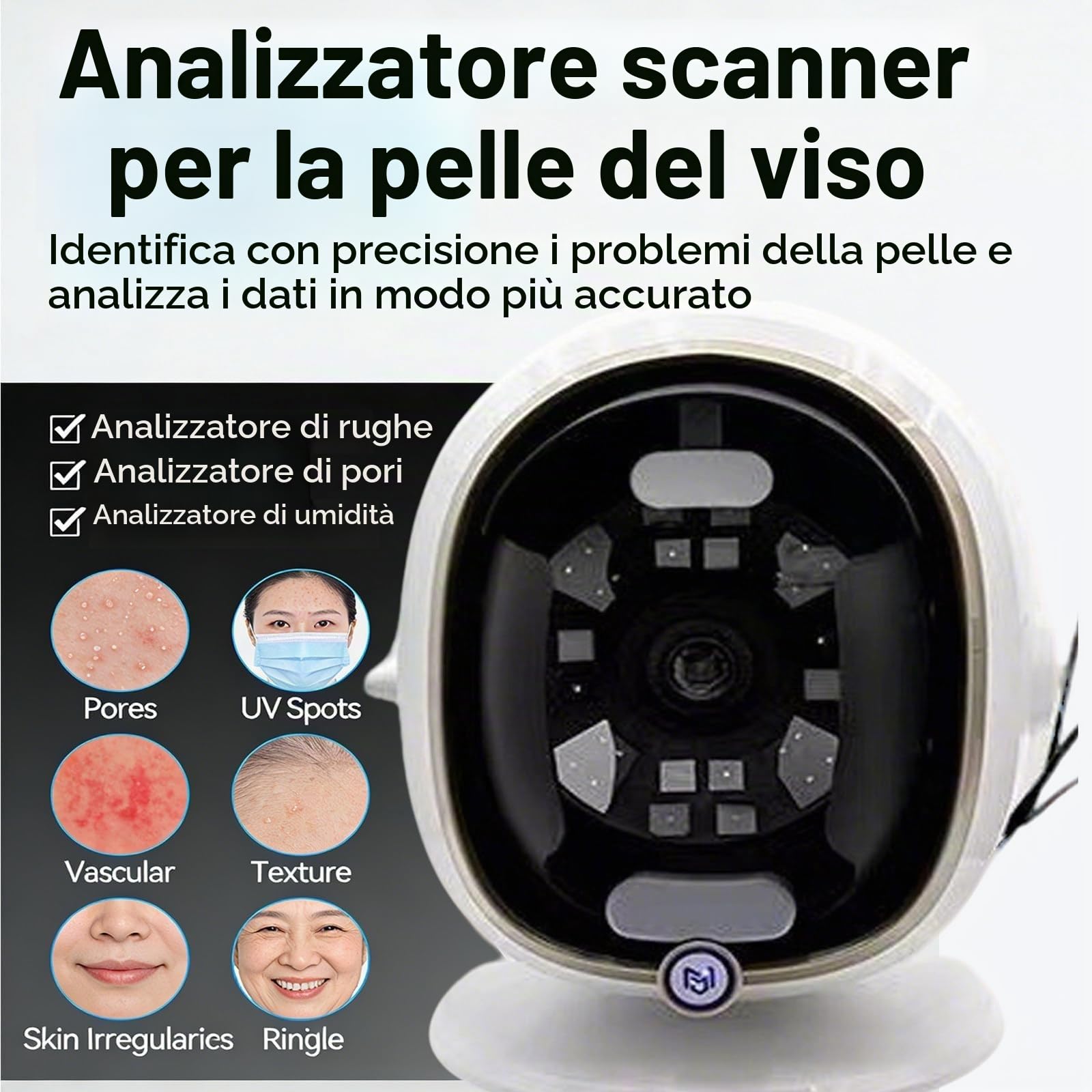 Analizzatore Professionale Per La Pelle Con Intelligenza Artificiale, Schermo Da 13,3/21,5in, Strumento Diagnostico Per Trattamenti Viso, Ideale Per Saloni Di Bellezza E Spa(White,13.3in)