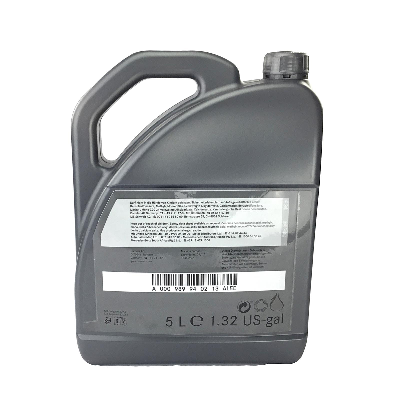 Mercedes-Benz Aceite de motor original 5W-30 MB 229.51 10 litros