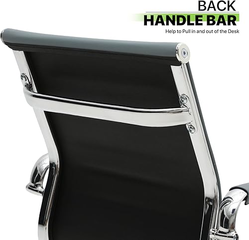 Miniatura 4 de Magshion Silla de conferencia, 2 piezas, piel sintética resistente con fundas y base de trineo, silla de oficina para oficina, sala de espera, sala