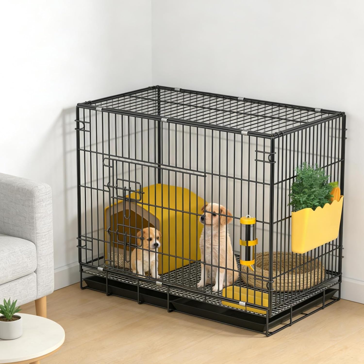 Dog Crate for Little Dogs, Escape-Proof Wire Kennel with Handle & Removable Tray, Reinforced Wise Frame, Easy to Clean