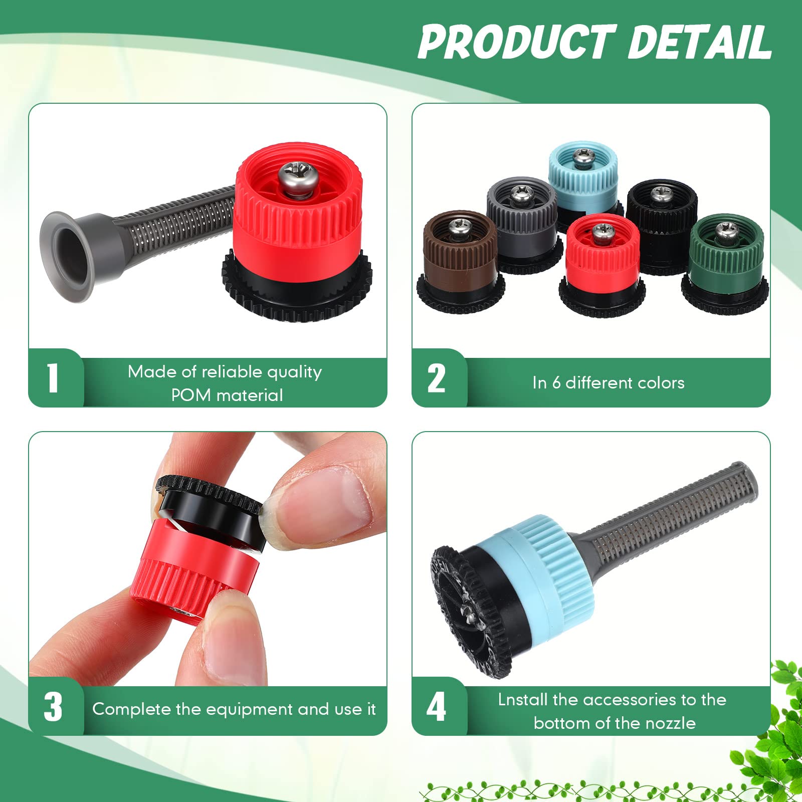 Patelai Boquilla de arco variable, cabezal de aspersor desplegable ajustable giratorio de 360 grados para boquilla séptica de repuesto para riego de césped de jardín (azul, marrón, rojo, negro, gris