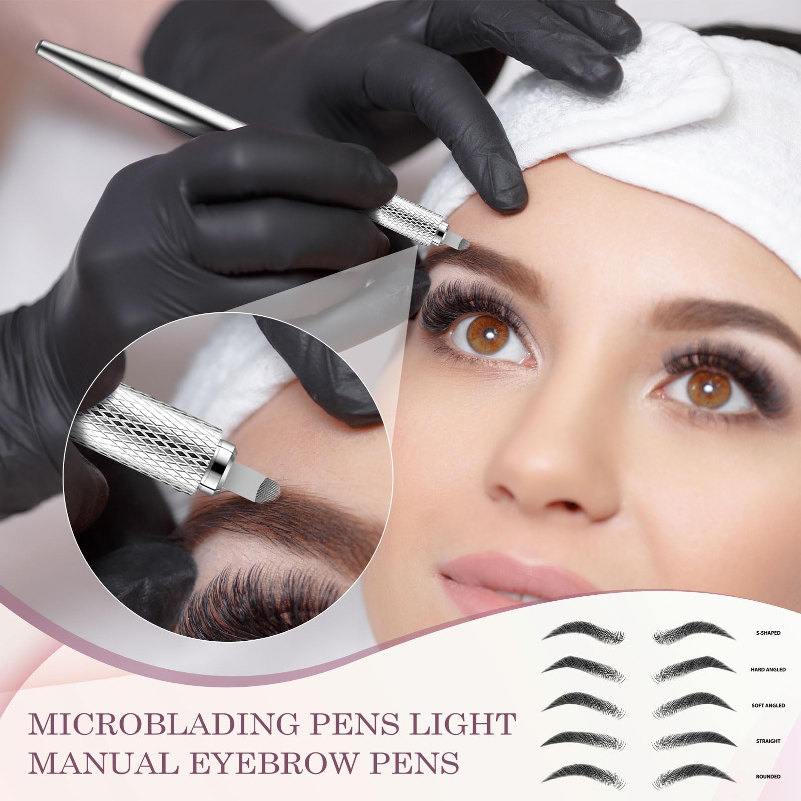 Gisafai Microblading-Stift, manuelle Augenbrauenstifte, Microblading-Stift, Microblading-Werkzeughalter, Aluminium, Microblading-Handwerkzeuge für Make-up-Zubehör, Salons, 50 Stück (Silber, Schwarz)