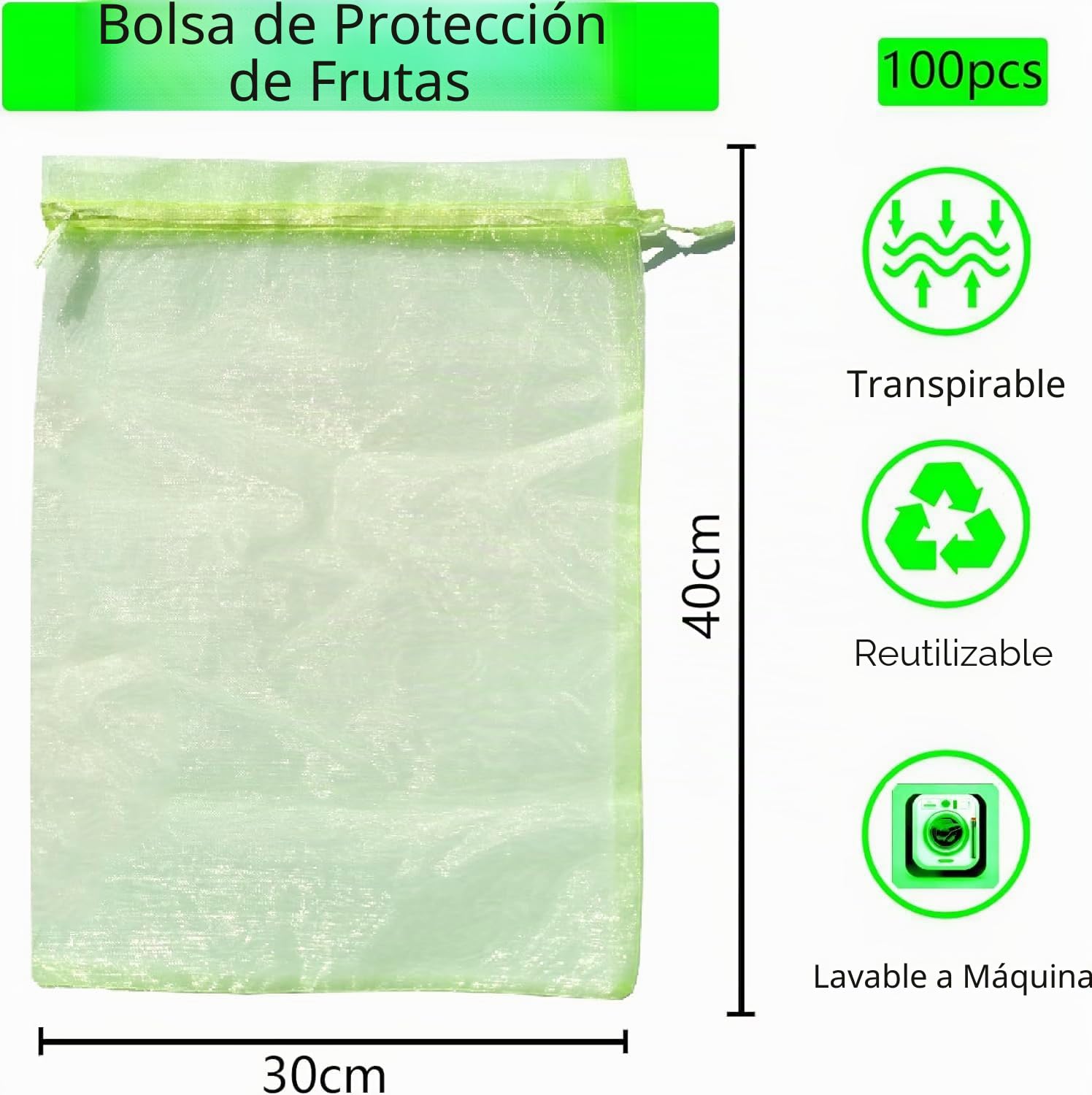100 Piezas Bolsas para Uvas en Parra, Bolsas Uvas Proteccion 30x40cm, Malla de Protección de Frutas de Organza para Proteger Los Racimos de Uvas de Avispones y Antipajaros
