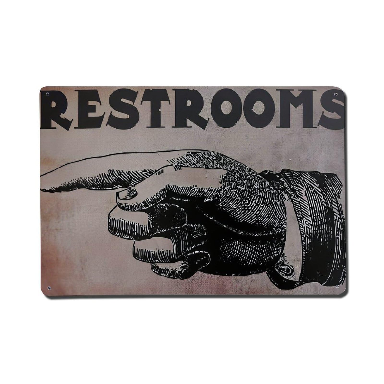 Nestemfo Vintage Pointing Hand Restrooms Sign Print Tin Sign Metal Sign, Living Room,Bar, Home, Bedroom Wall Decor,Retro Metal Poster 8X12 Inches