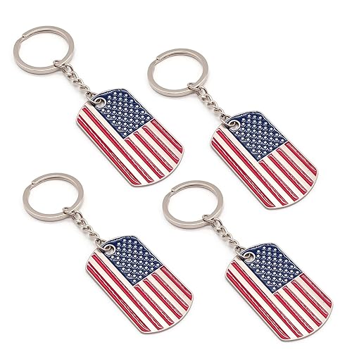 4 PACK Official American Flag Key Chains - USA Patriotic