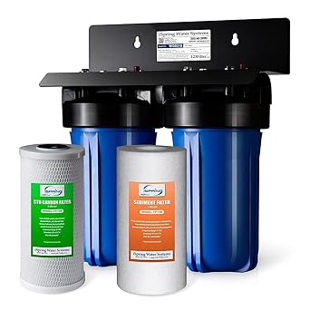 iSpring WGB21B 2-Stage Whole House Water Filtration System, with 10" x 4.5" Sediment CTO(Chlorine, Taste, and Odor) Filter, 1" Inlet/Outlet