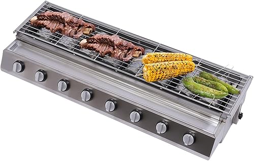 Parrilla de gas de 8 quemadores, parrilla de gas de mesa al aire libre, parrilla comercial de acero inoxidable de 2800 Pa para acampar picnic (8 Parrilla de gas de 8 quemadores, parrilla de gas de mesa al aire libre, parrilla comercial de acero inoxidable de 2800 Pa para acampar picnic (8