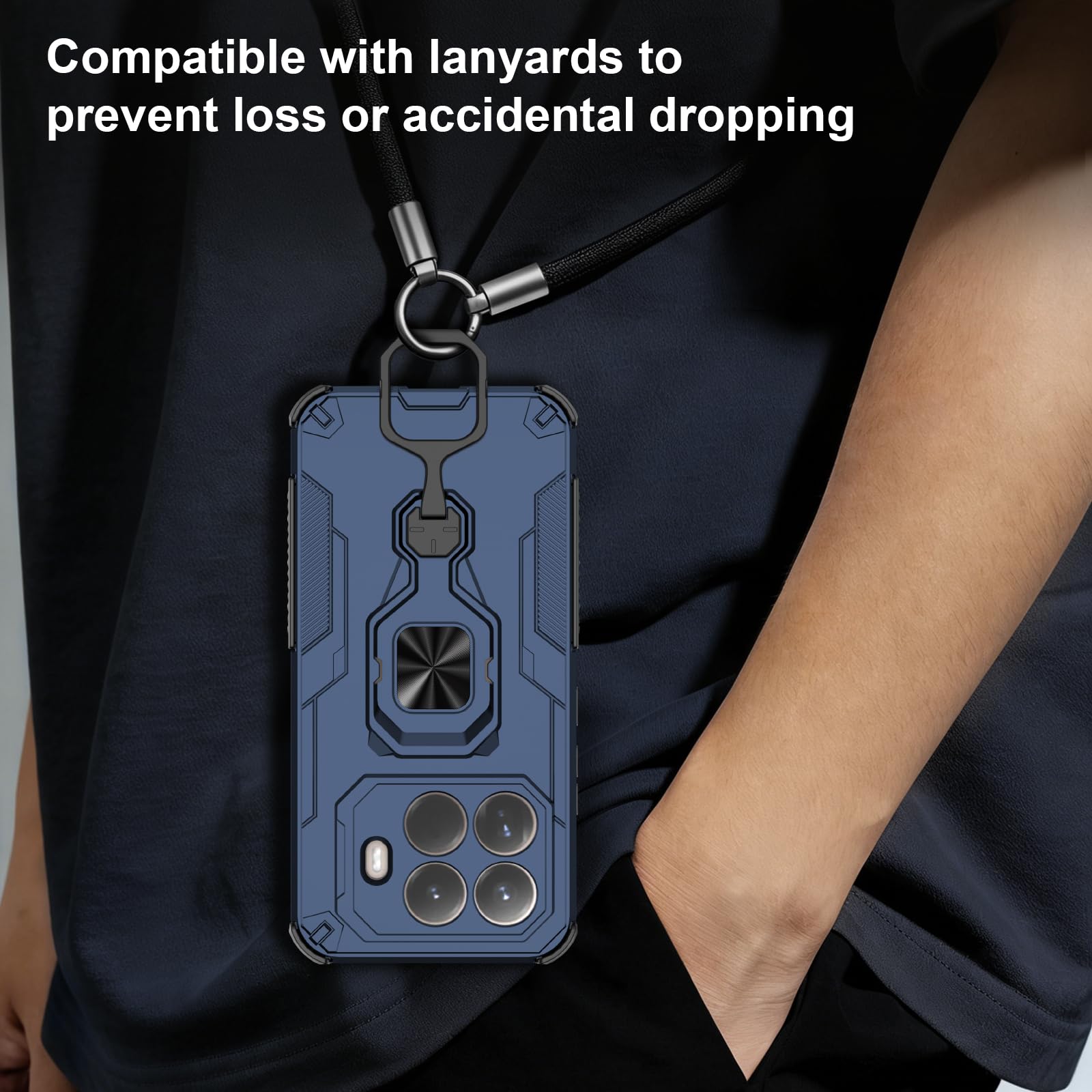 Funda para Xiaomi Redmi Note 15 Pro 5G, Carcasa Antigolpes con Soporte anular metálico, Case Protectora de Grado Militar, Azul — view 743