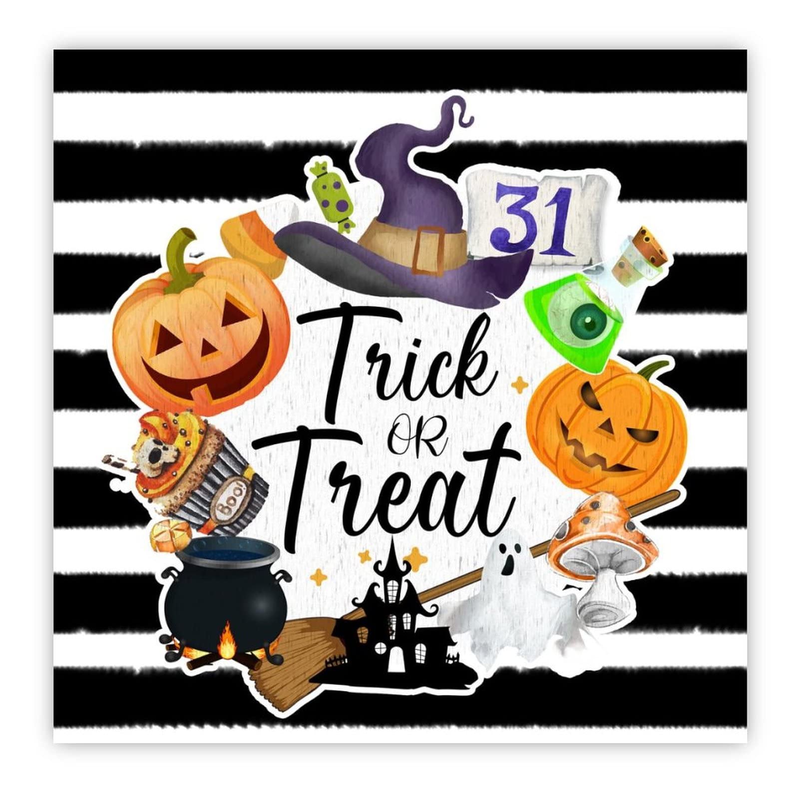 Panneaux en bois Halloween 30x30 cm décoratifs citrouille et sorcières