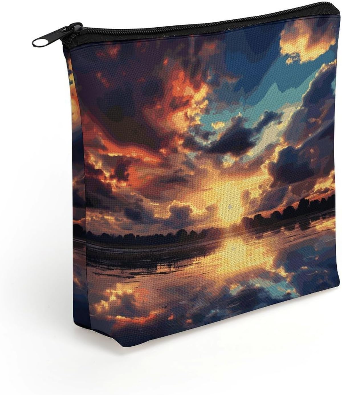 Multicolor Sky Makeup Bag Small,Gifts for Women Cosmetic Bags with Sturdy Zipper Linen Material,Toiletry Bag for Skincare, Brushes & Travel Essentials