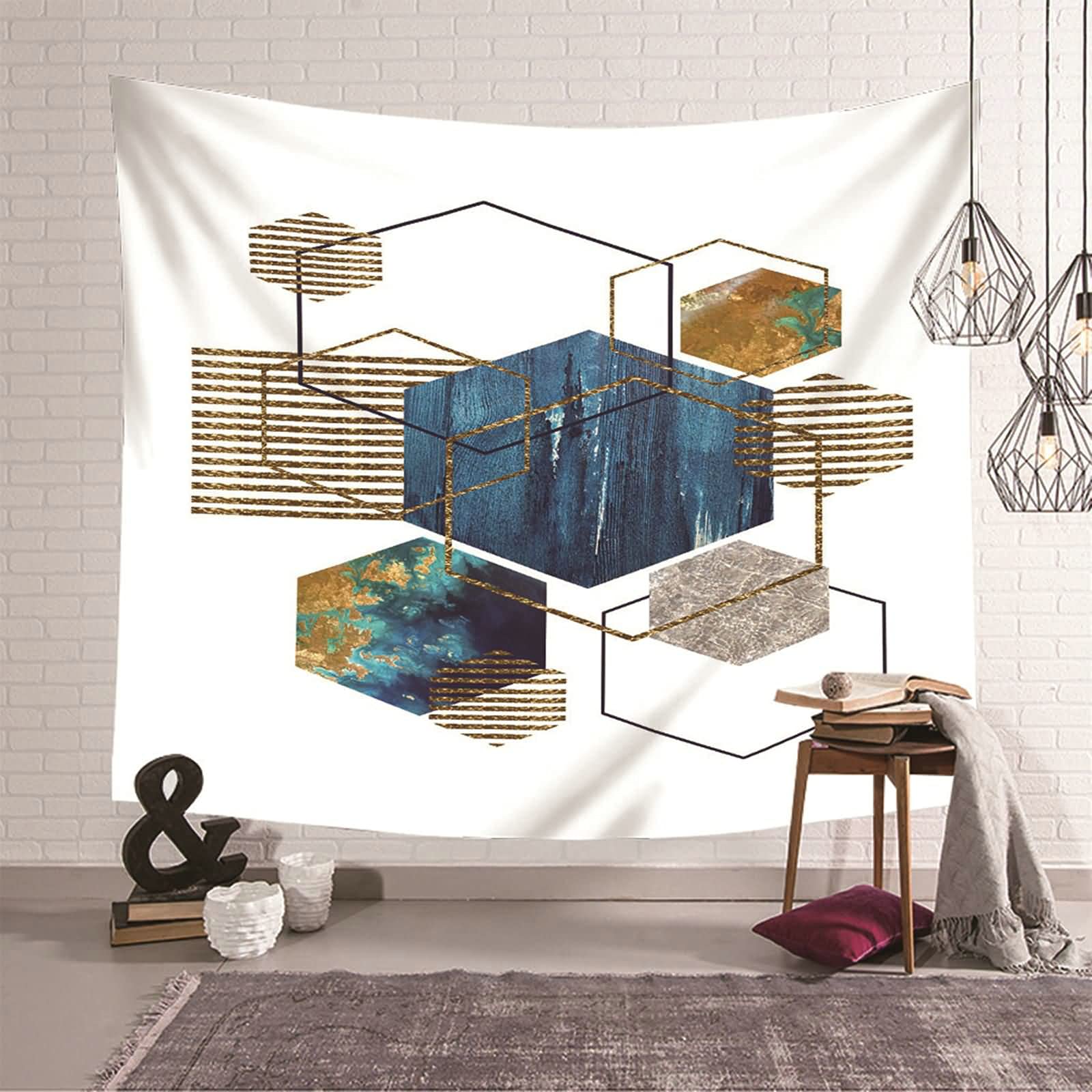 Tapiz decorativo de poliéster KnSam: transforma tu salón con su diseño geométrico