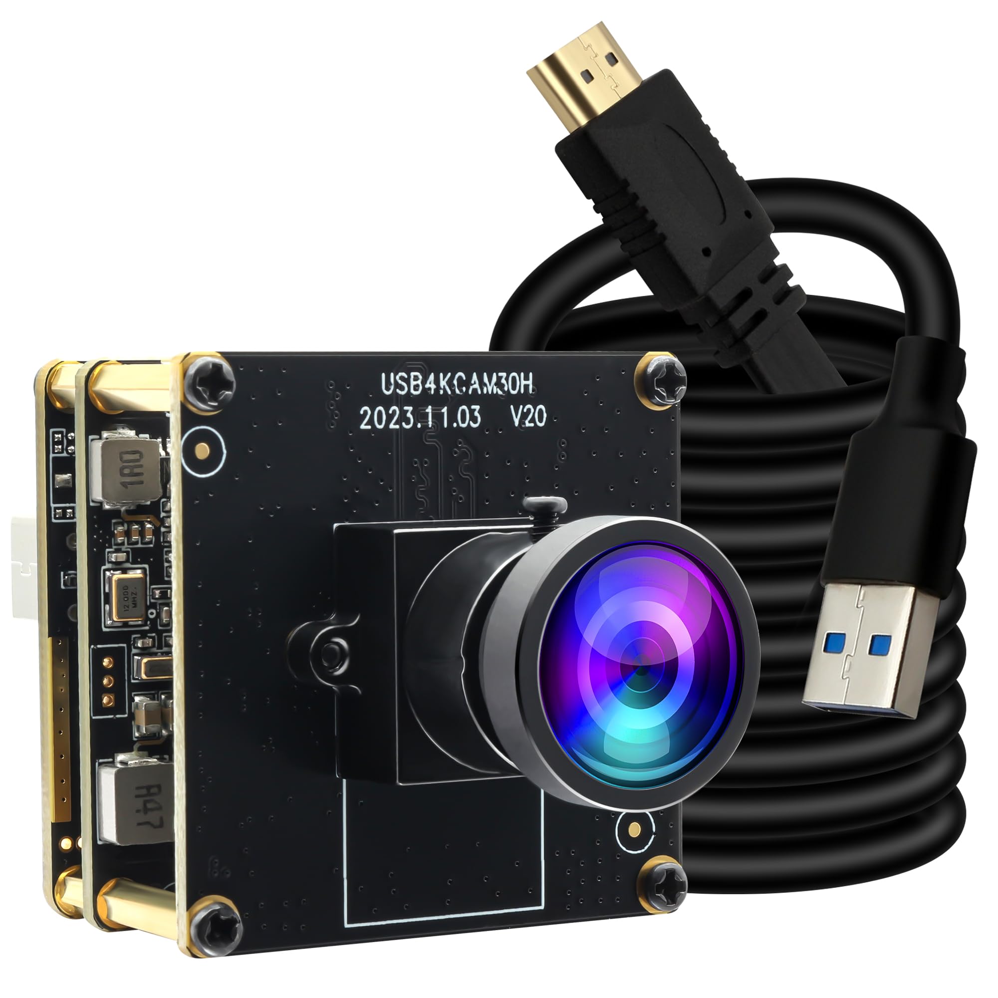 ELP 4K 60fps HDMI USB3.0 Camera for Computer - Wide Angle PC Camera with 120 Low Distortion Lens and 2X Digital Zoom for Laser Engraver, Laptop, Ras