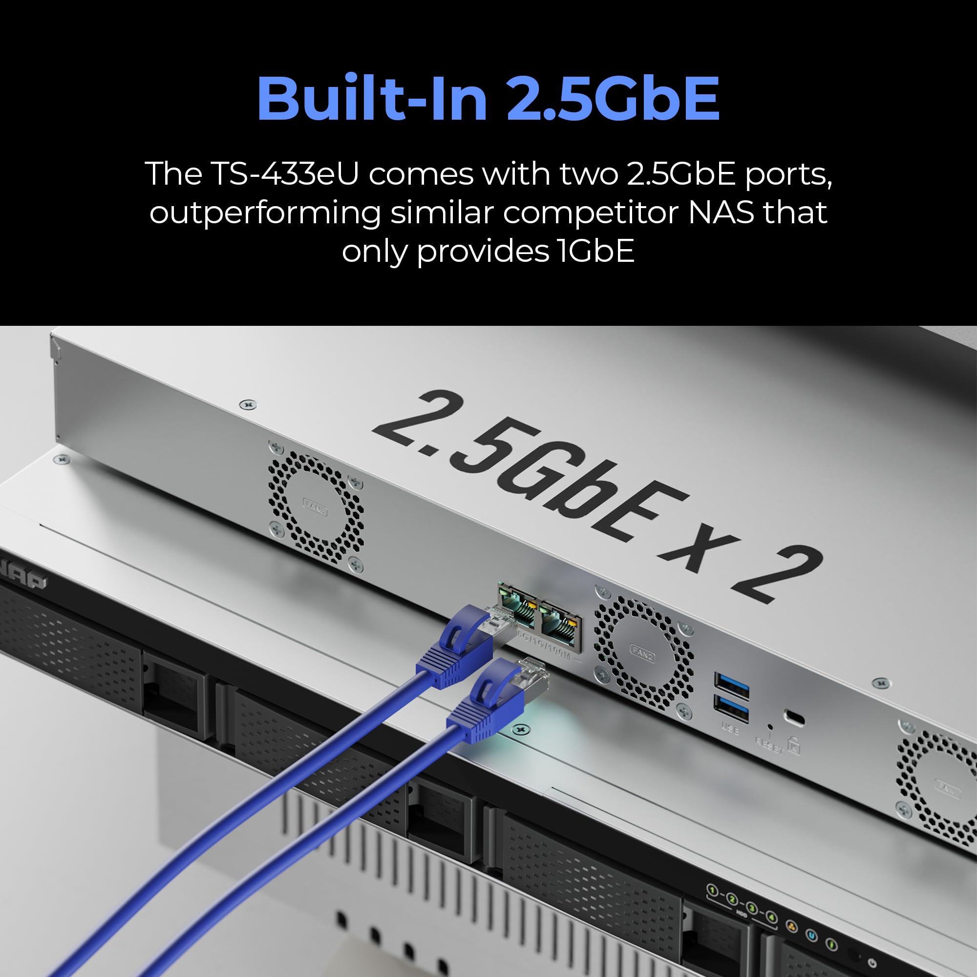 QNAP TS-433eU NAS Rack (1 U) Cortex-A Cortex-A55 4 Go 0 to Turbo System Noir
