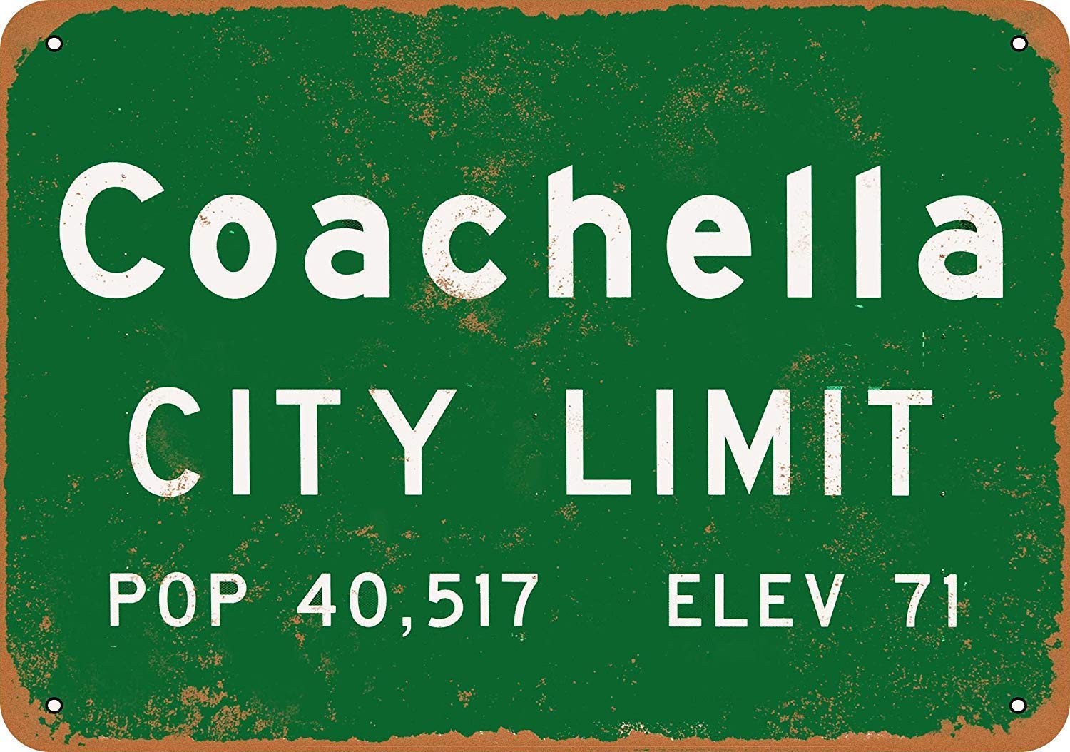 Inga Coachella City Limit Metal Sign Retro Wall Decor Tin Signs Bar Cafehome Decoration Vintage Metal Sign 8X12 Inches