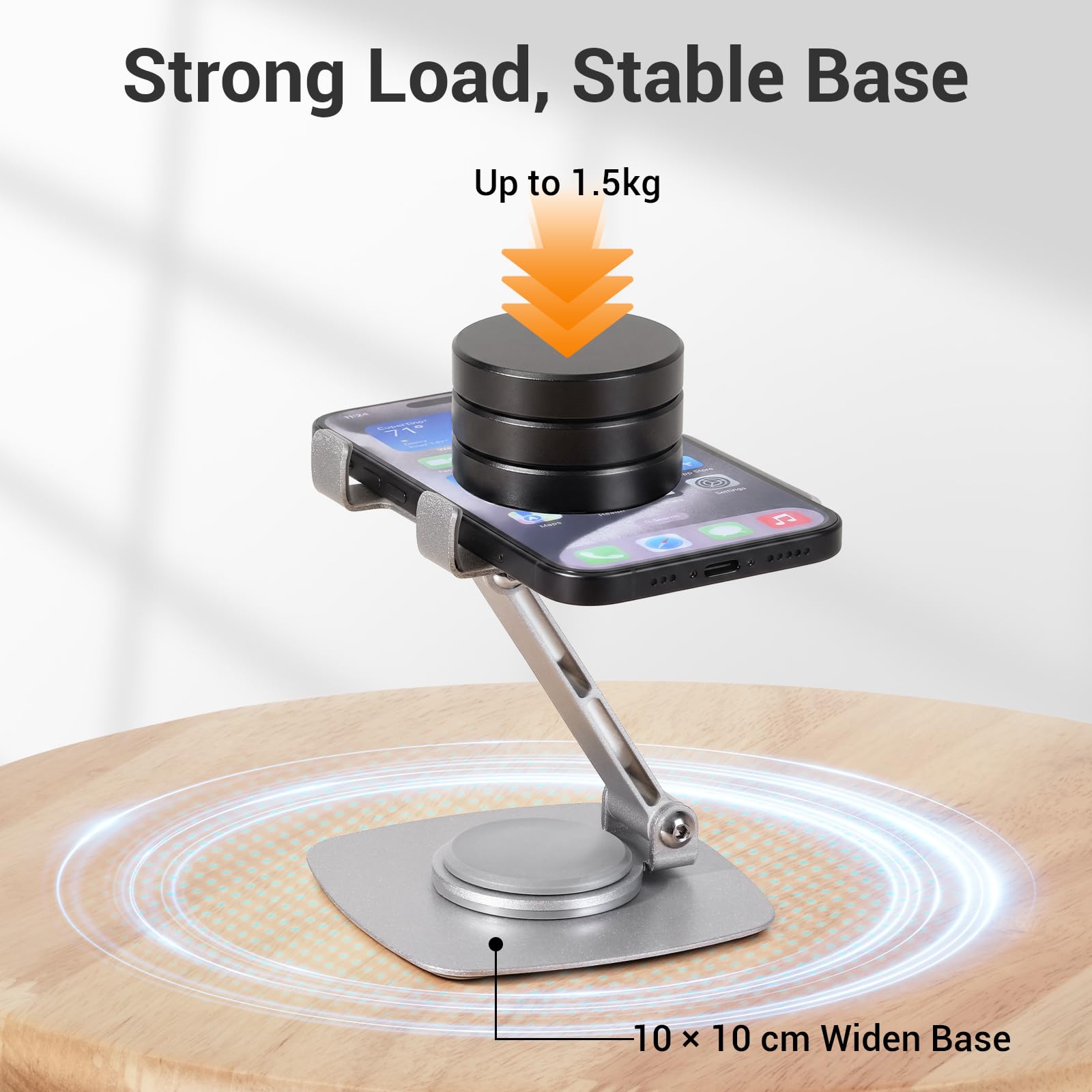 Support Téléphone Voiture Réglable en Hauteur Rotation 360° pour Tous Téléphones et Tablettes