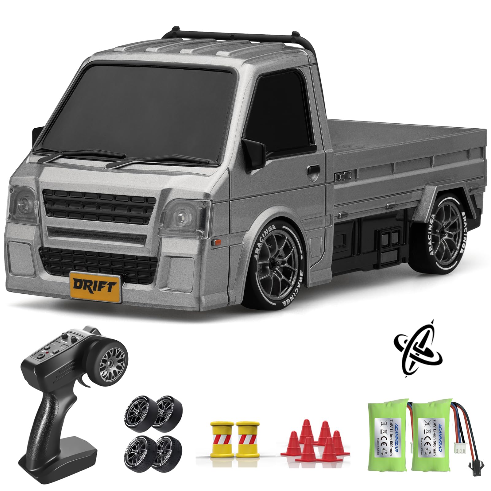 ACAMMZAR Coche Teledirigido Drift con Giroscopio, 1:24 25KM/H Proporcional Completo 4WD Truck RC Drift Coche con Gyro, con Luces LED, RC Cars para Adultos Niñas
