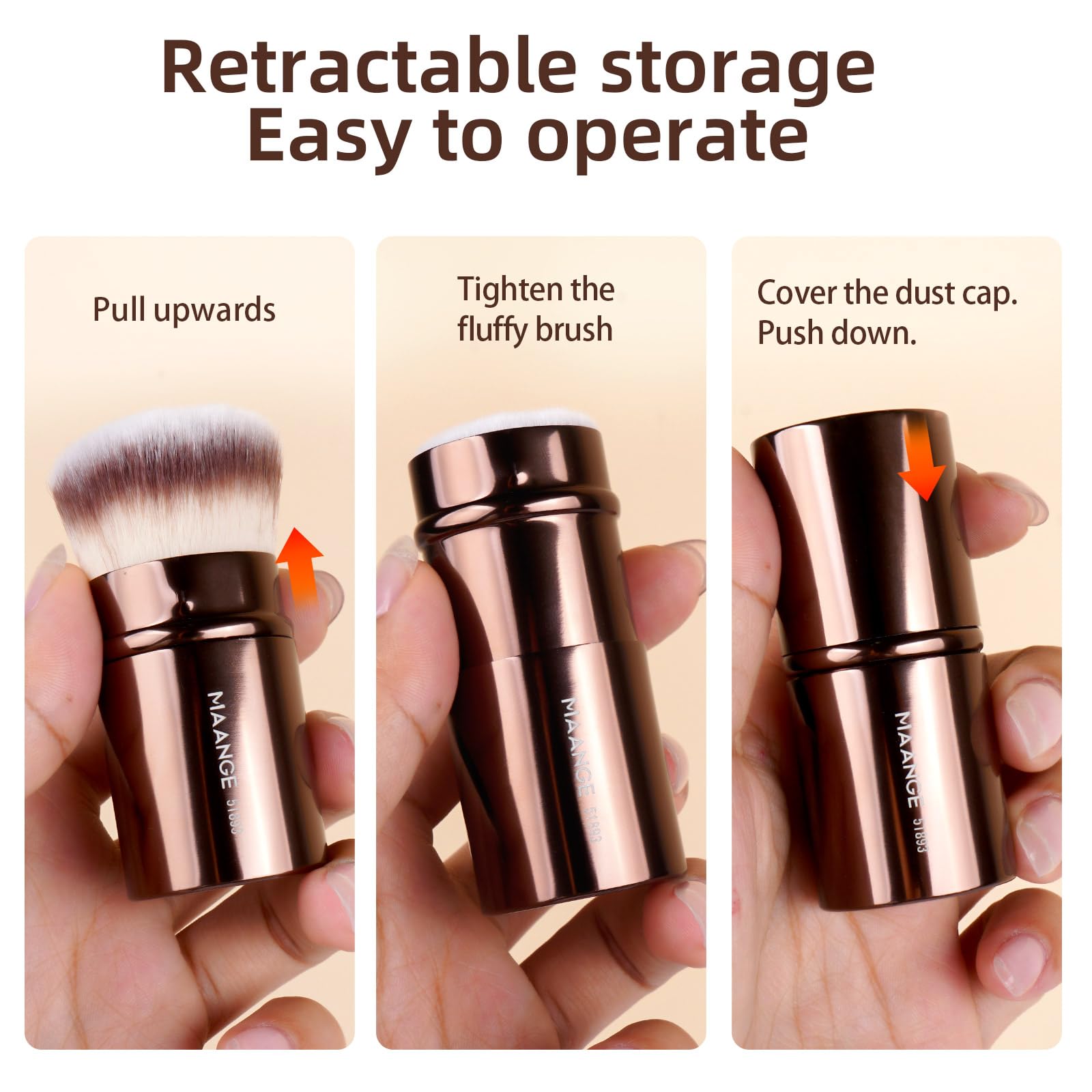 MAANGE Set di 3 pennelli per fondotinta, kabuki, a doppia estremità, pennelli per contouring, per cipria liquida, correttore, crema, cosmetici, miscelazione, fard, lucidatura, strumenti per il trucco
