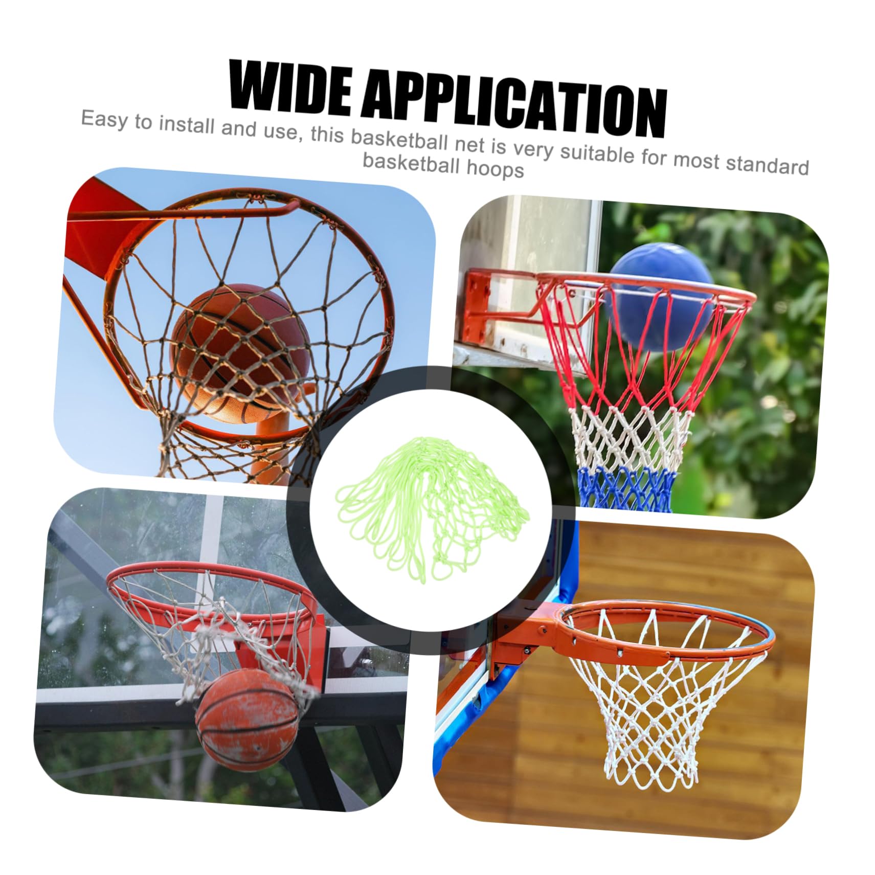 BCOATH Luminous Basketball Net Durable Glow Basketball Hoop Netting for Outdoor Indoor Use Easy Installation Fits Standard Rims for All Ages High Load Capacity