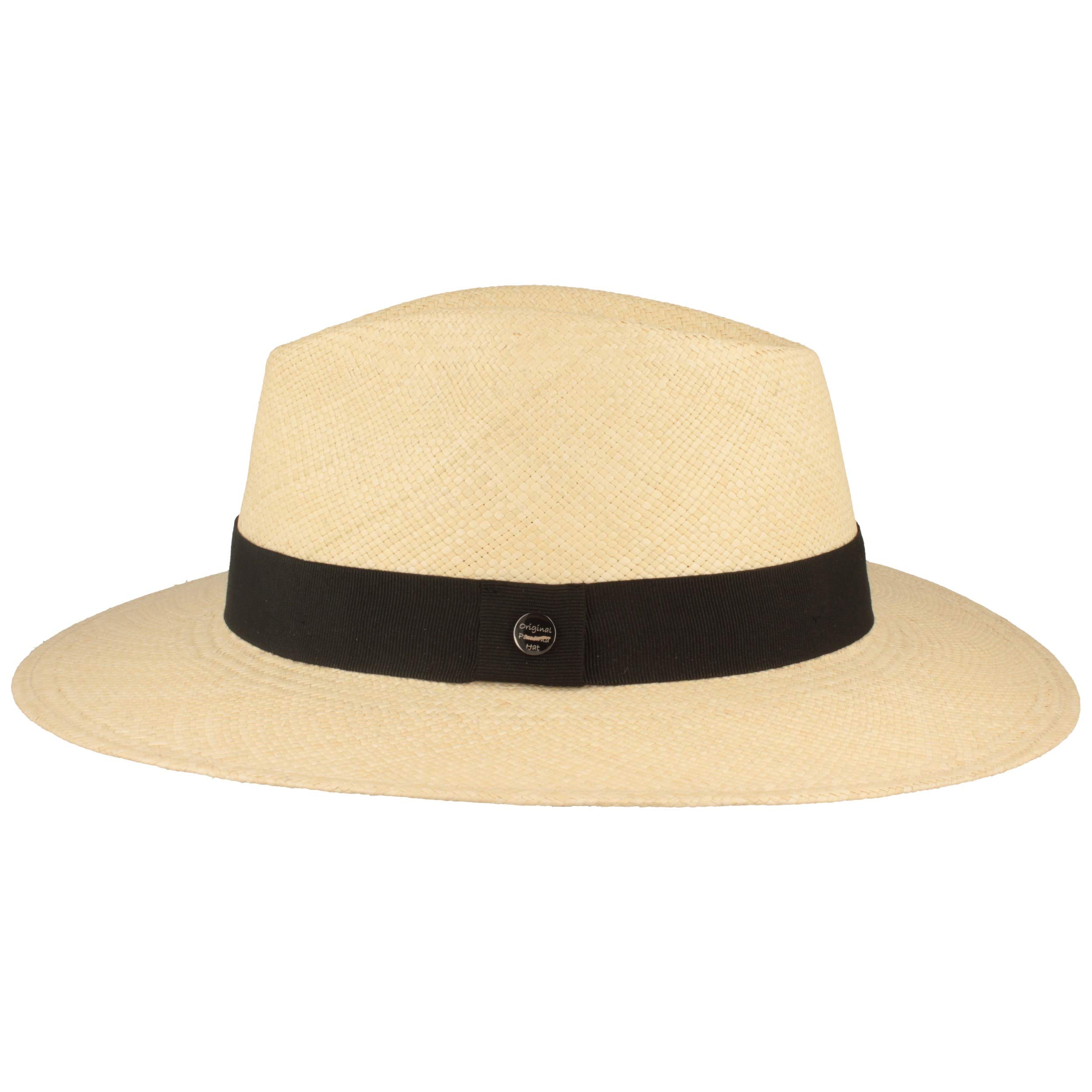 Breiter ORIGINAL Panamahut Strohhut aus Ecuador Lederband Handgeflochten Hut UV-Schutz Bruchschutz Sonnenhut